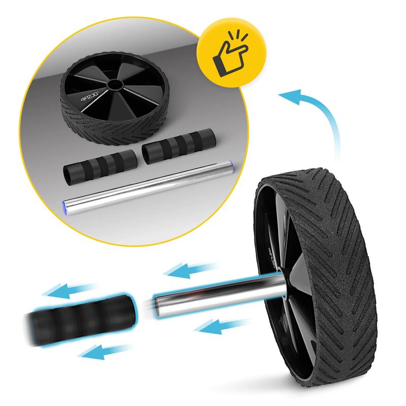 Koło do ćwiczeń mięśni brzucha 4FIZJO AB WHEEL PRO czarno-niebieskie