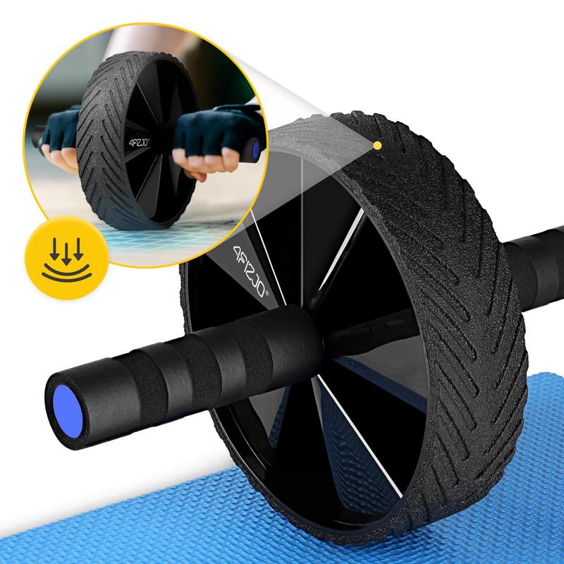 Koło do ćwiczeń mięśni brzucha 4FIZJO AB WHEEL PRO czarno-niebieskie