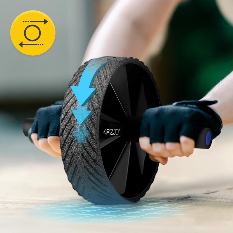 Koło do ćwiczeń mięśni brzucha 4FIZJO AB WHEEL PRO czarno-niebieskie