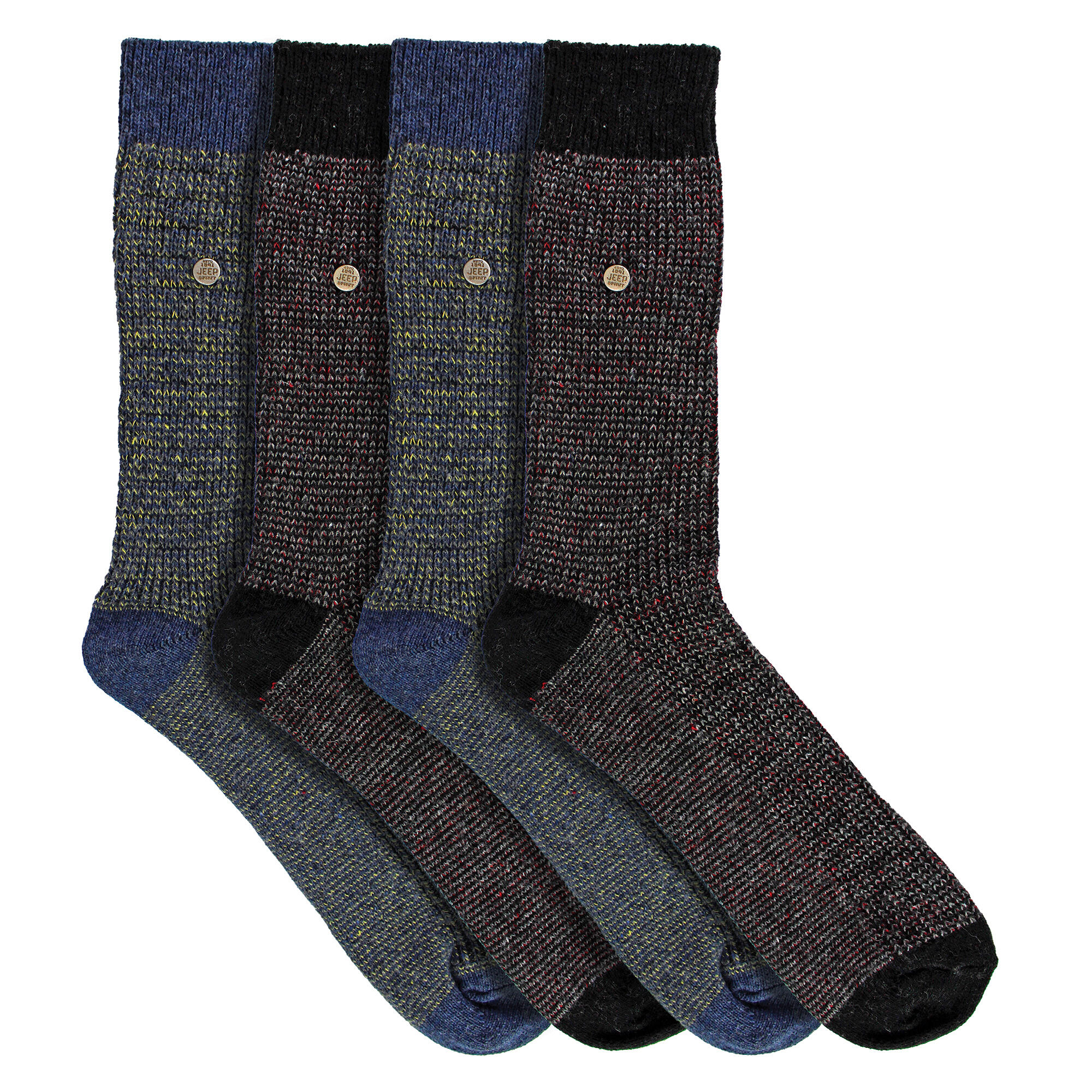 4er-Pack Baumwollsocken für Herren | Quadratische Stricksocken 3/4