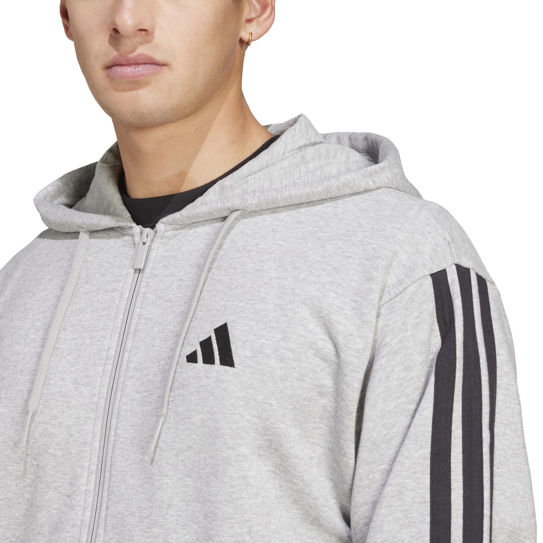 Felpa con cappuccio Essentials 3-Stripes French Terry Full-Zip 6/7
