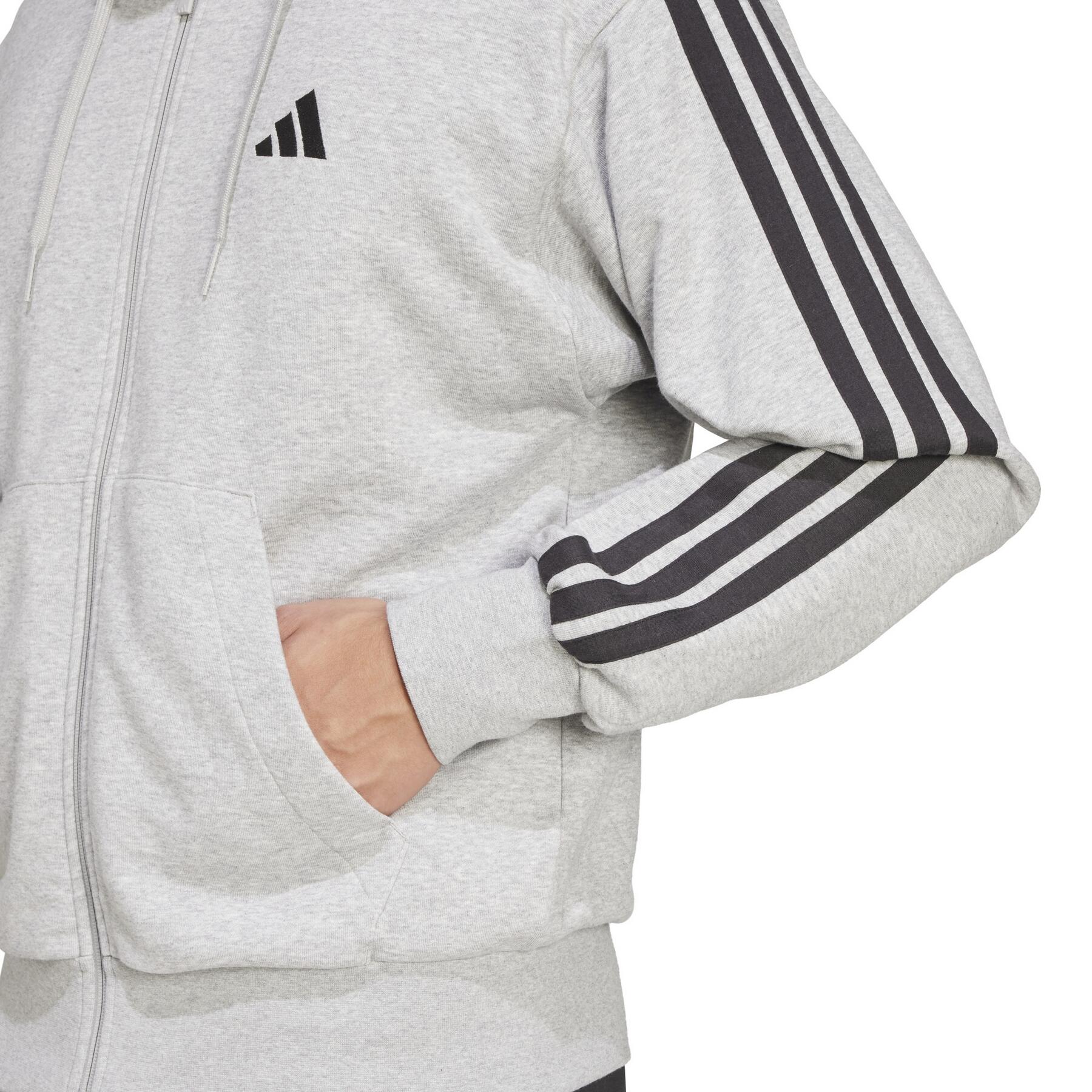 Felpa con cappuccio Essentials 3-Stripes French Terry Full-Zip 7/7