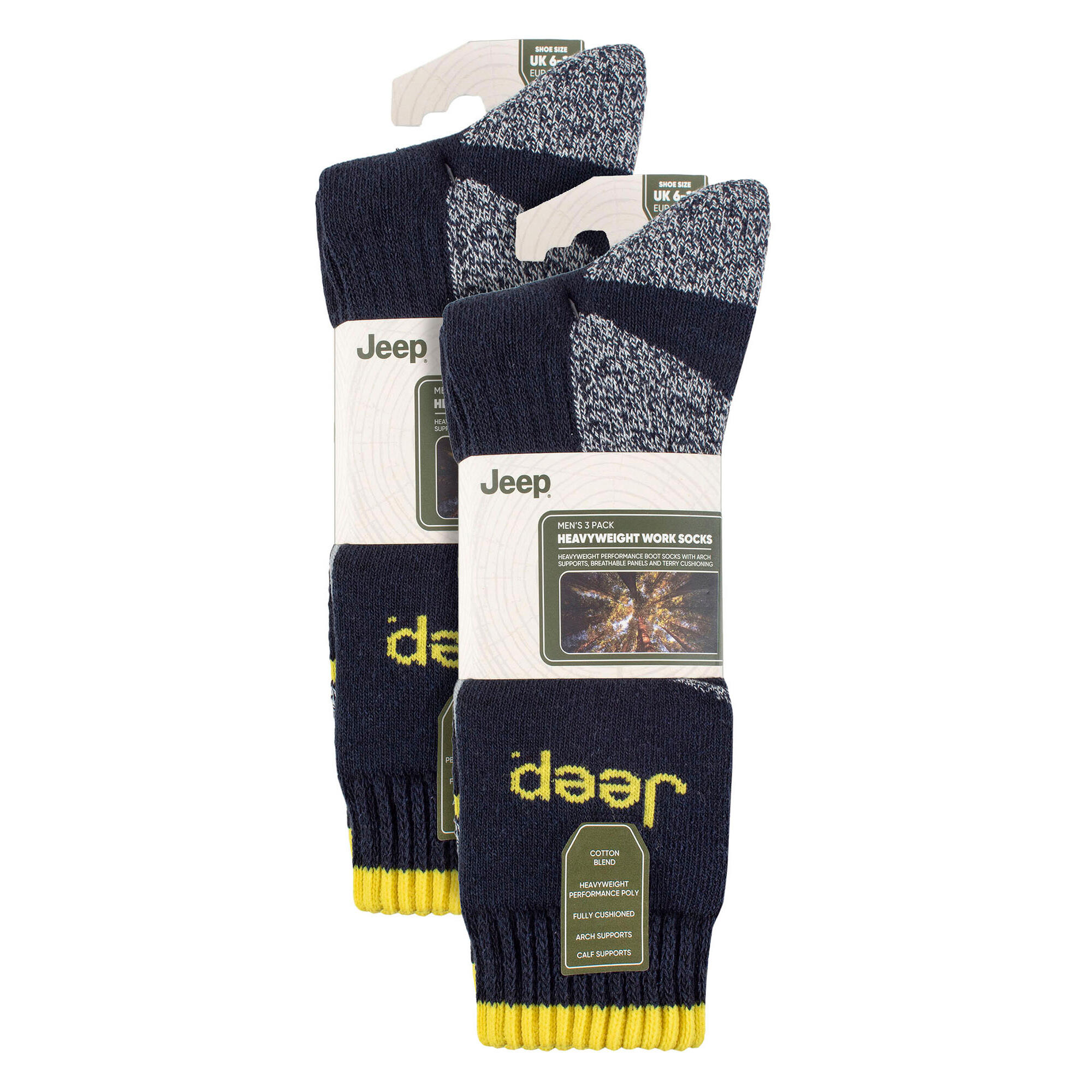 Mens 6 Pack Heavy Duty Work Socks with Reinforced Heel and Toe 2/4