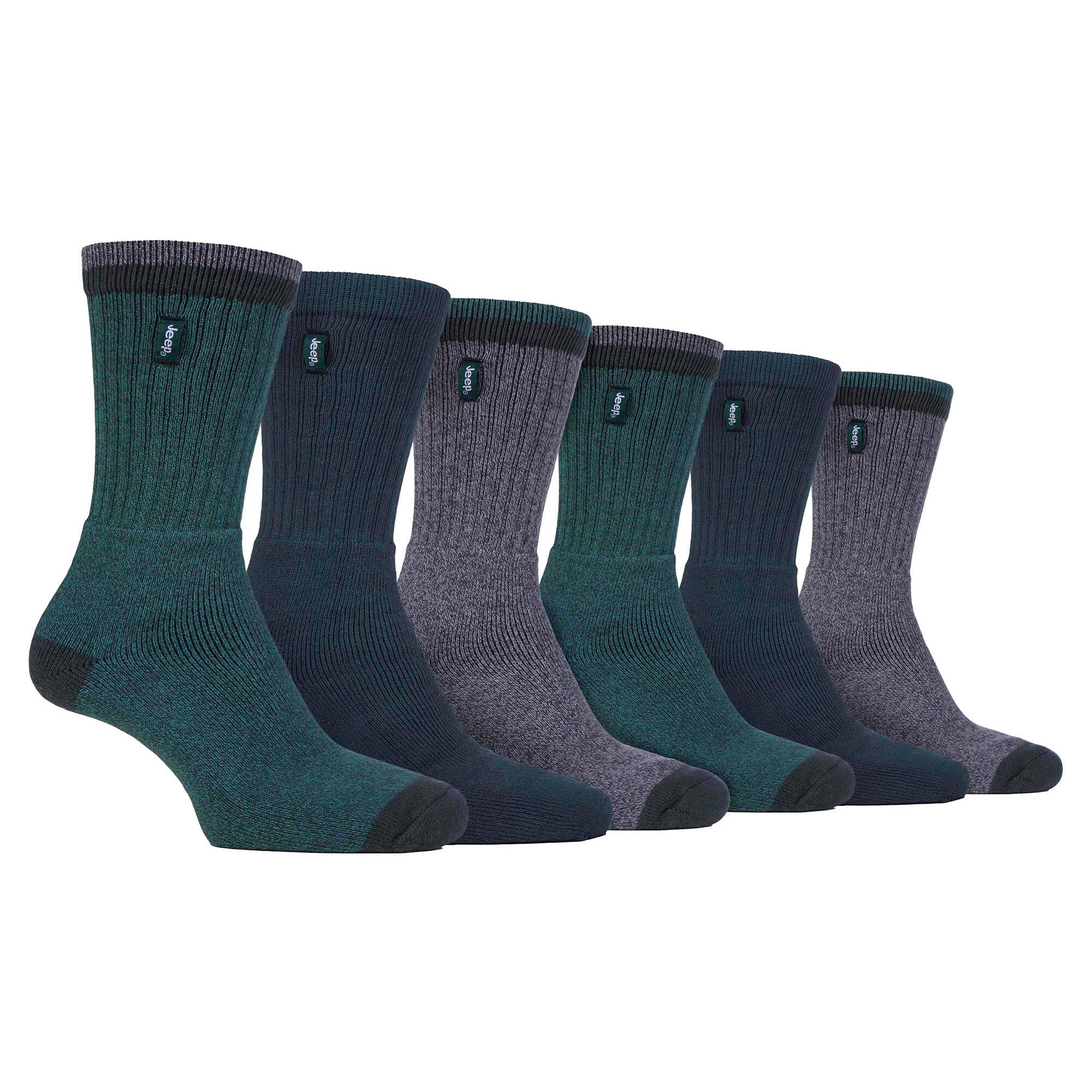 JEEP Mens 6 Pack Walking Boot Socks | Luxury Terrain Leisure Socks