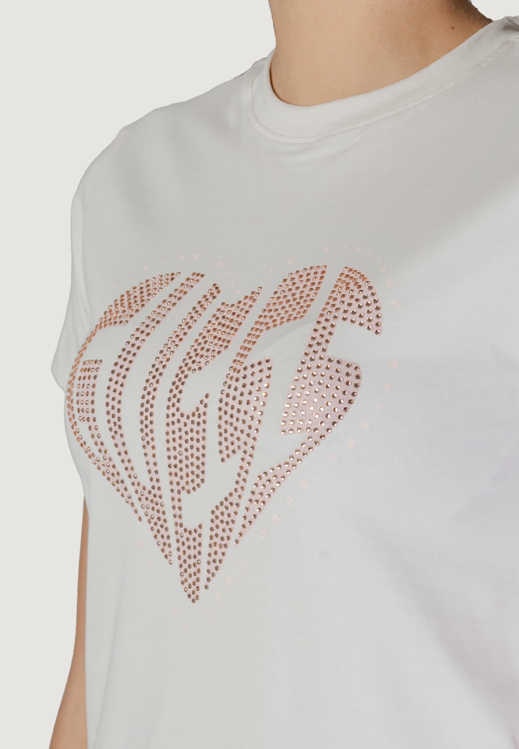 t-shirt crop top JULIA RHINESTONE SS FEMME BLANC 5/5