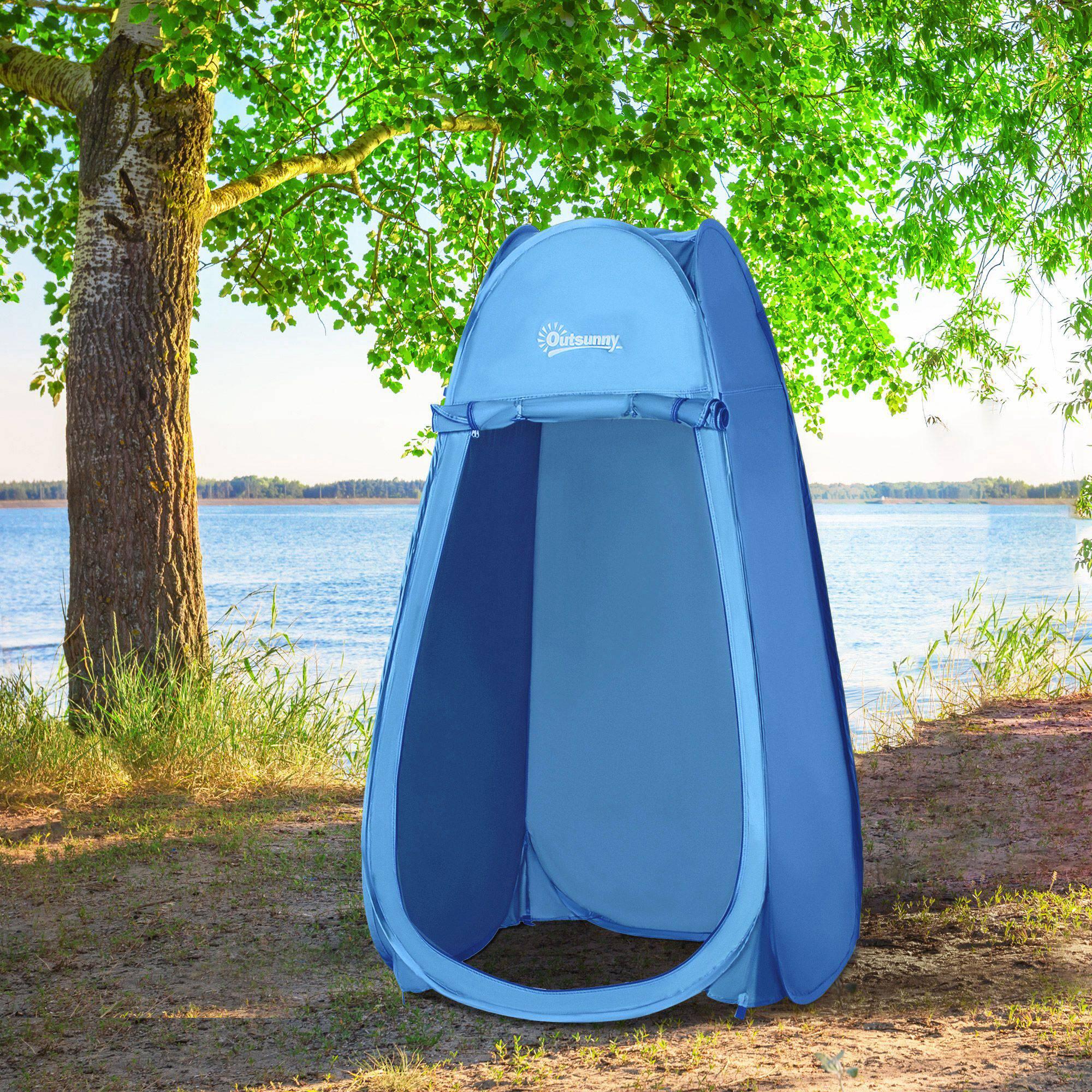 Tienda de Ducha Outsunny 100x100x185cm Azul 2/7