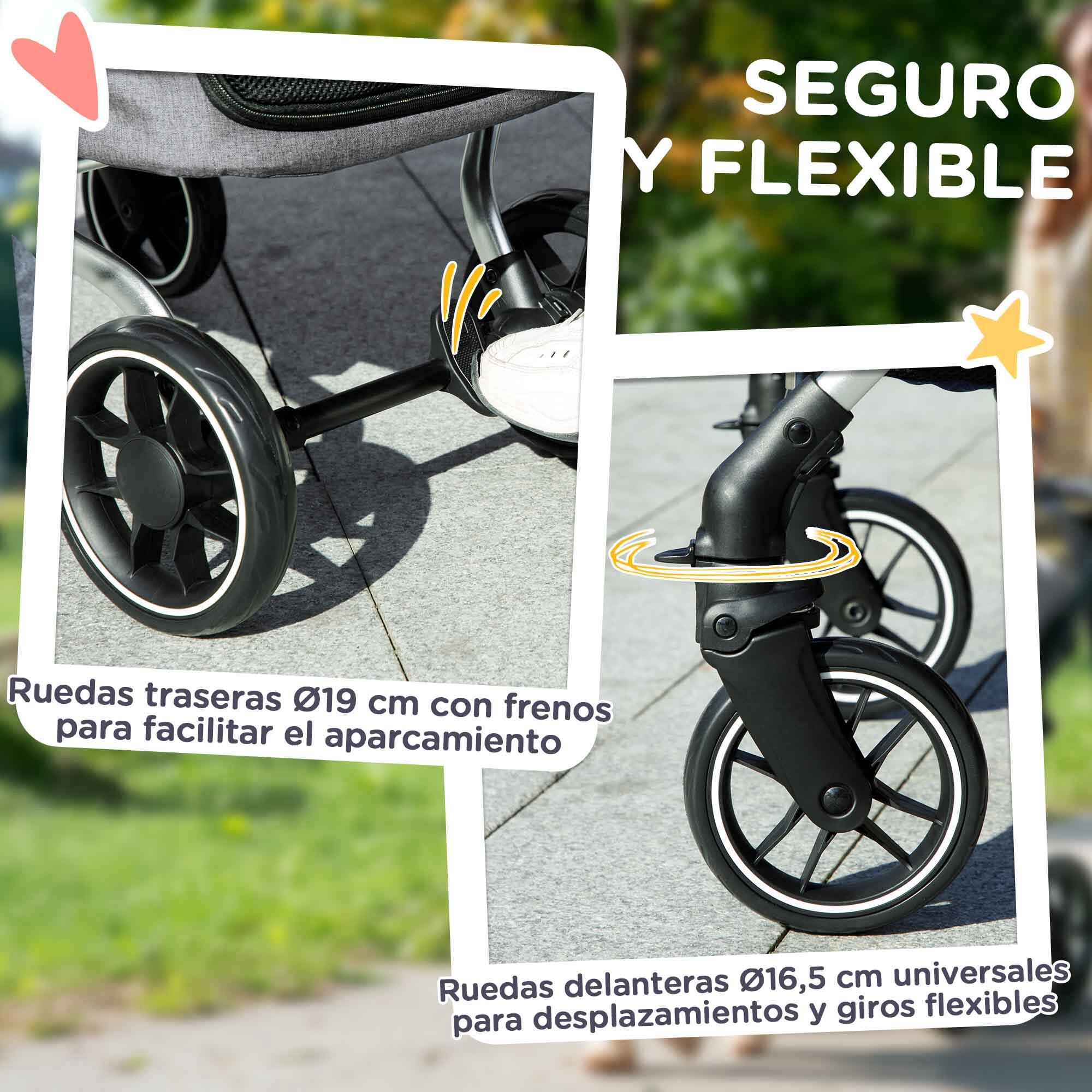 Cochecito para Perros PawHut 80x48.5x106 cm Gris Claro 6/7