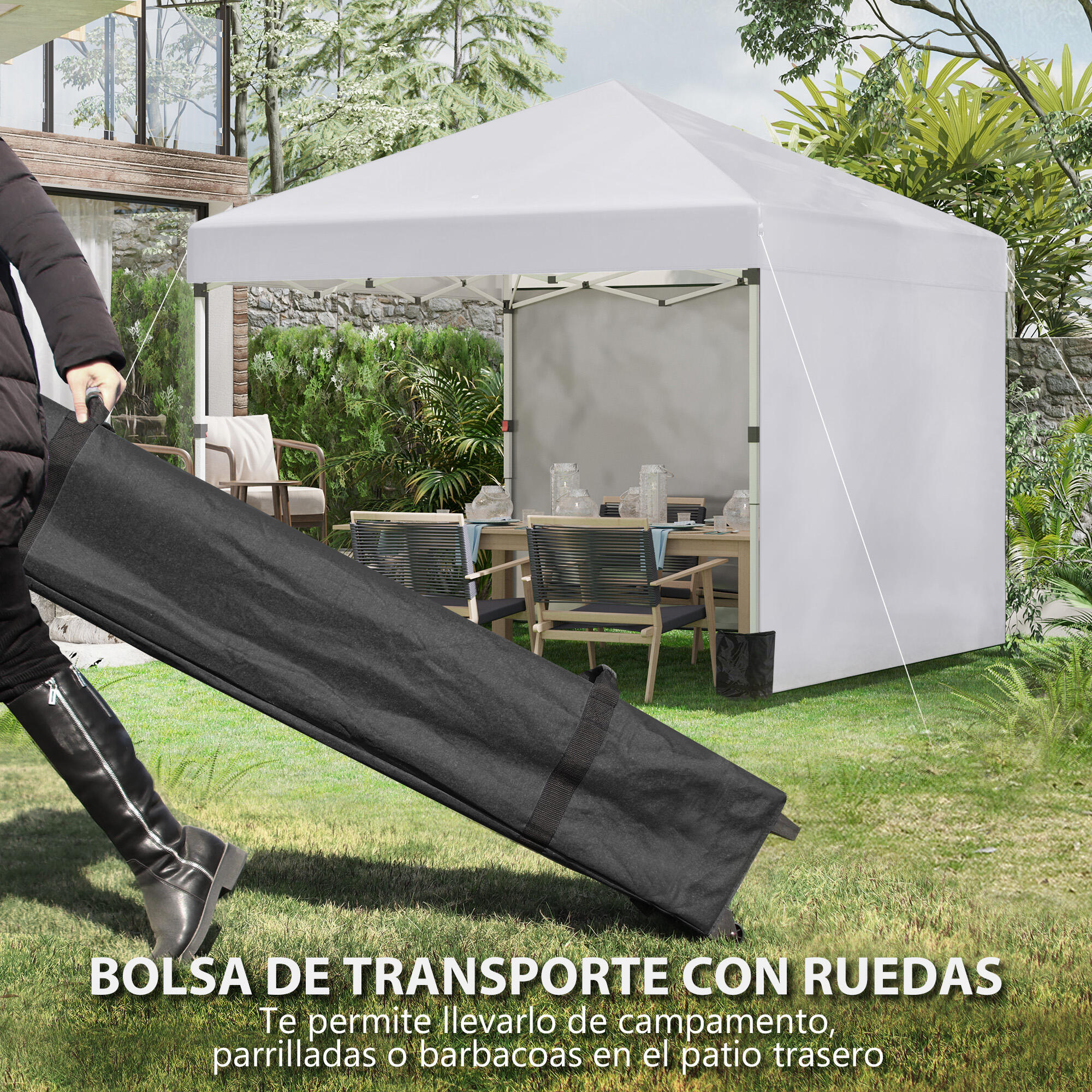 Carpa eventos deportivos Outsunny 297x297x288 cm Blanco 7/7