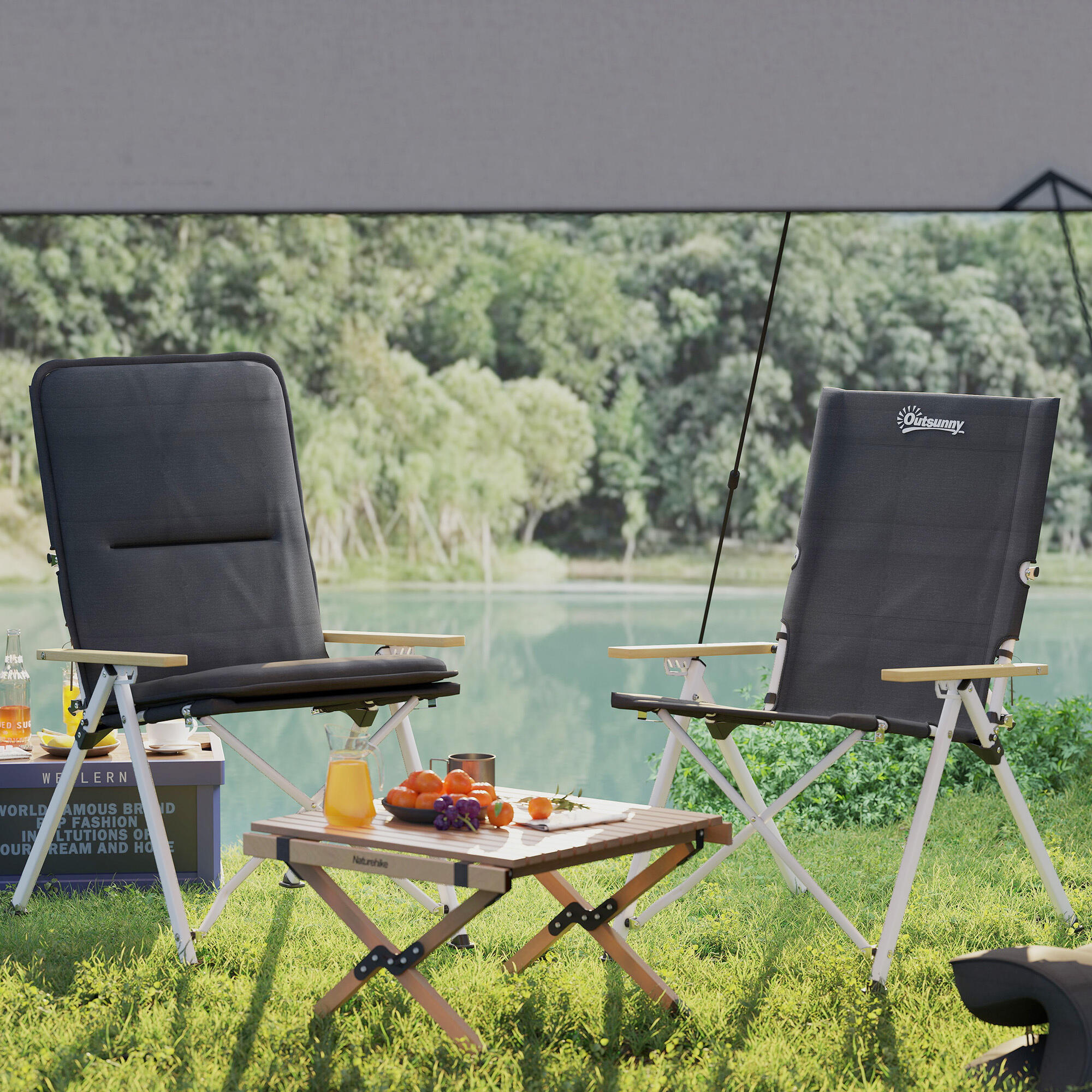 Cadeiras de campismo 59x67x96 cm preto Outsunny 4/7