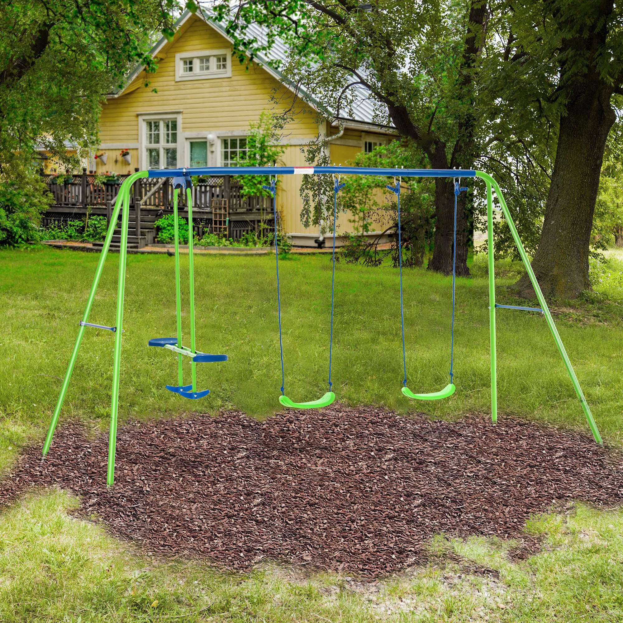Conjunto de baloiço para crianças 280x140x178 cm verde Outsunny 2/7