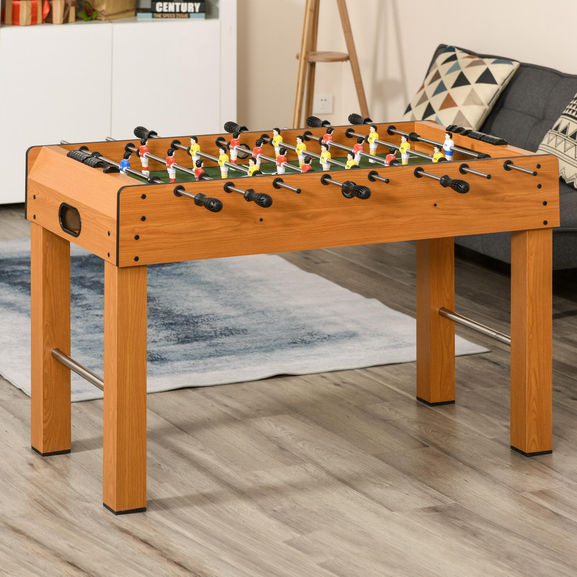 Futbolín de Madera HOMCOM 122x61x80,7cm Madera Natural 2/8