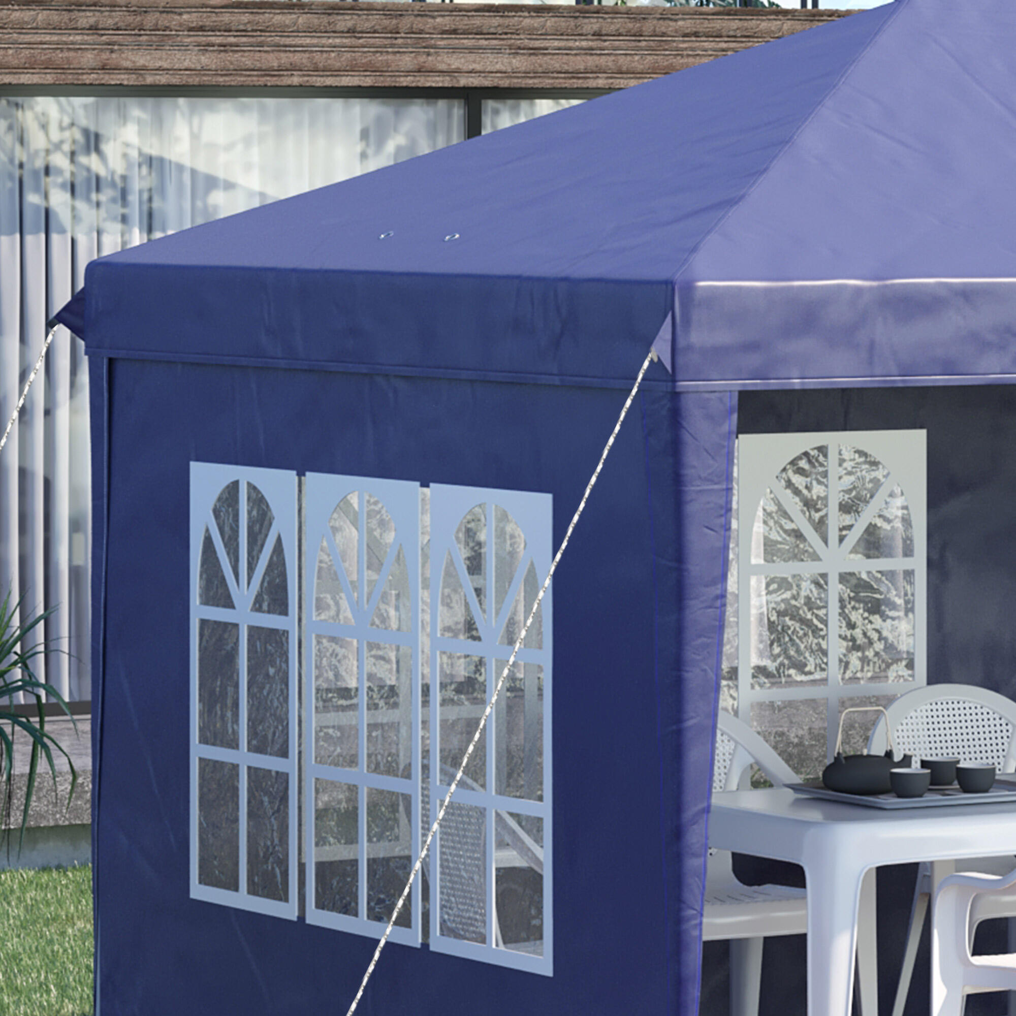Carpa Evento Deportivo Outsunny 585x295x270 cm Azul 4/7