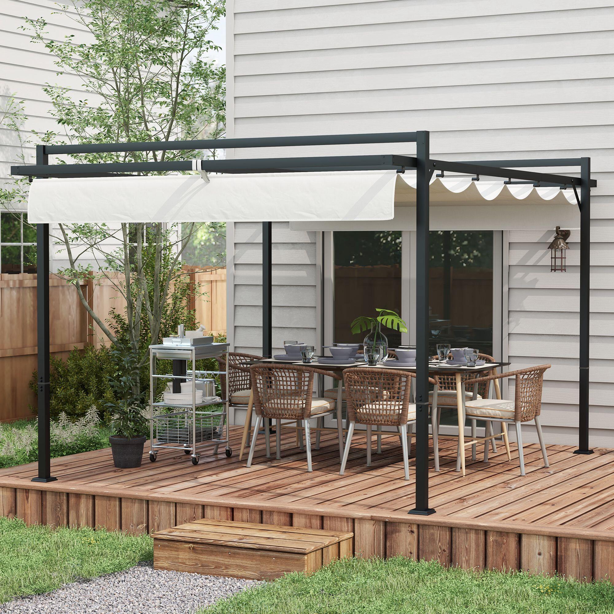 Pérgola Outsunny 297x397x235 cm Blanco 2/7