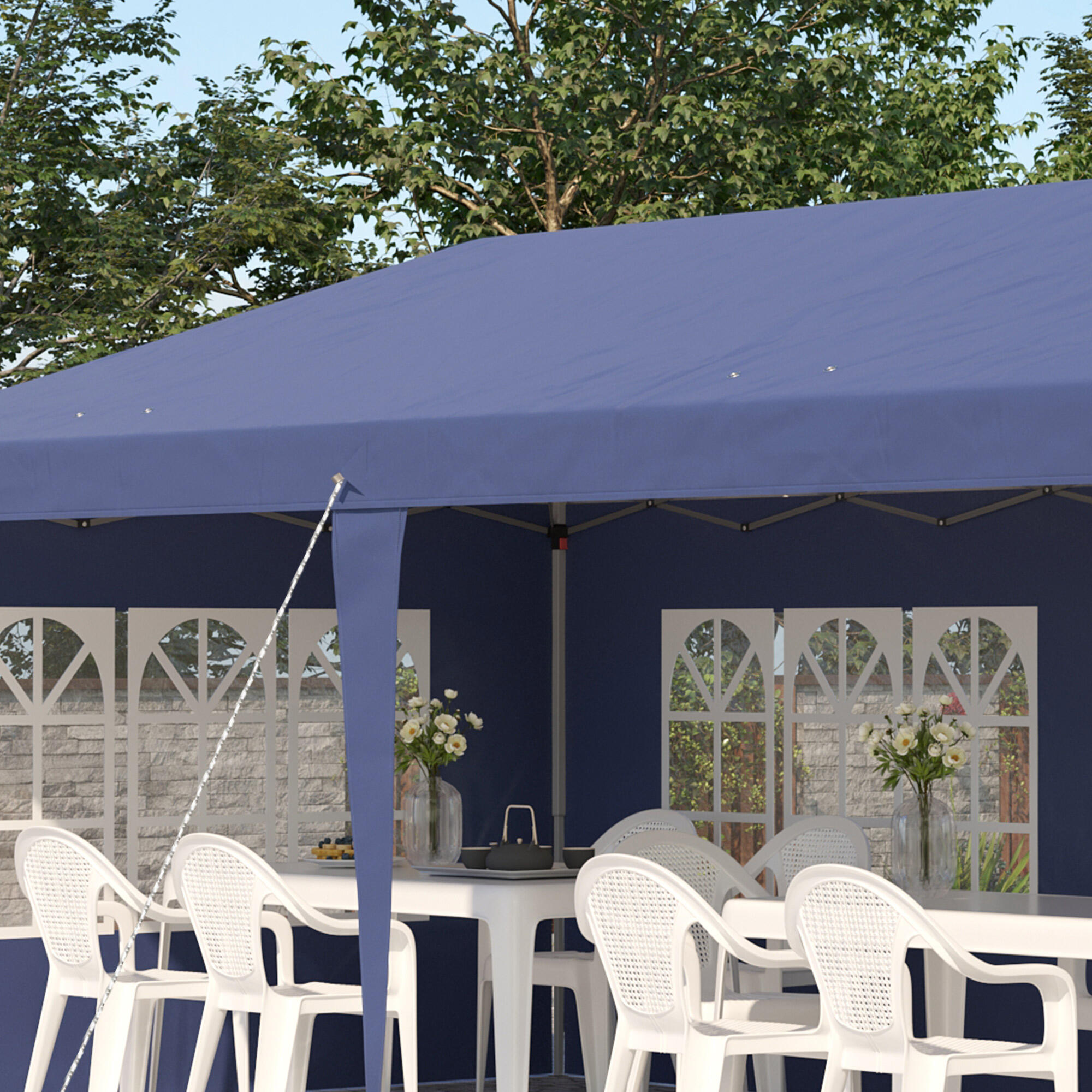 Carpa Evento Deportivo Outsunny 585x295x270 cm Azul 5/7