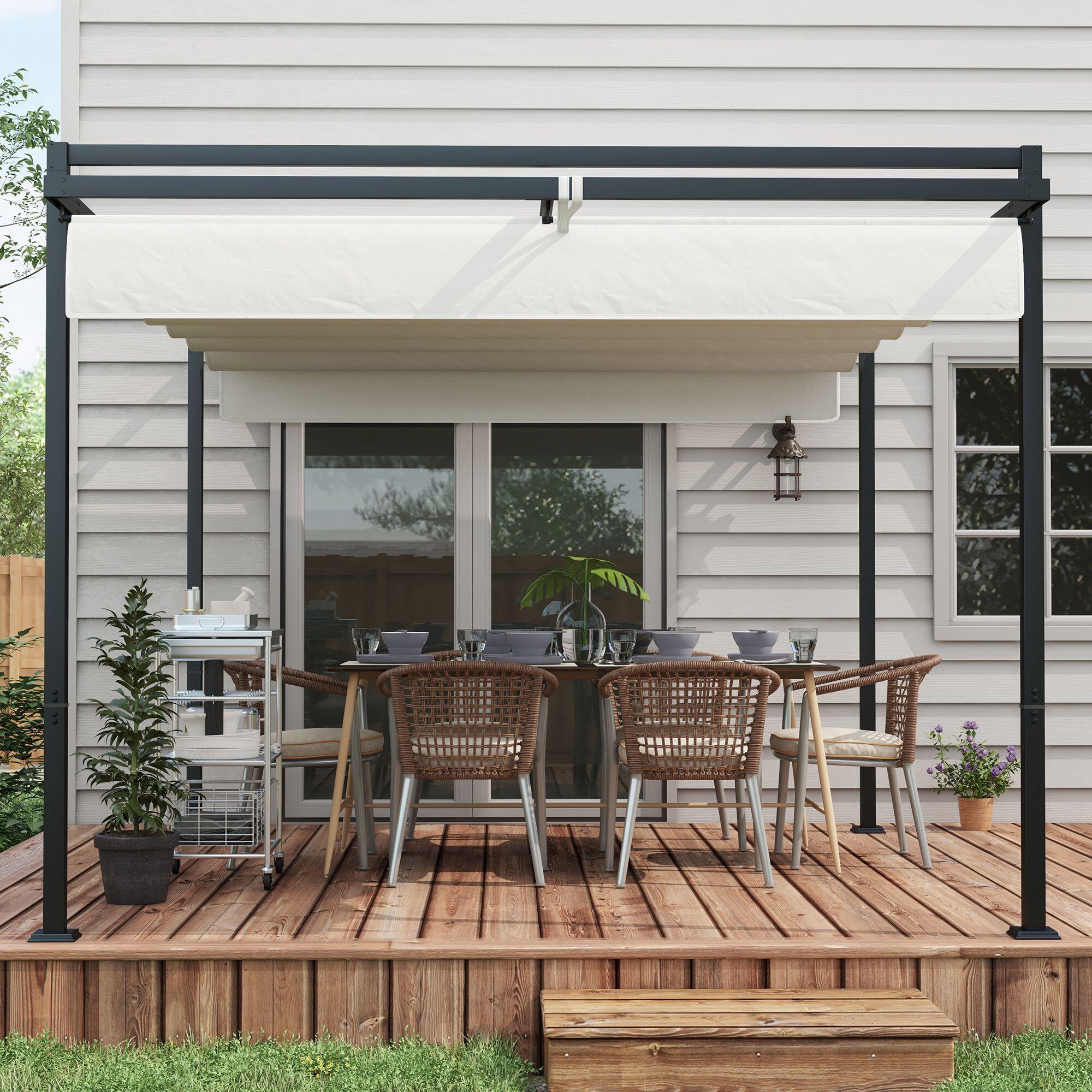 Pérgola Outsunny 297x397x235 cm Blanco 4/7