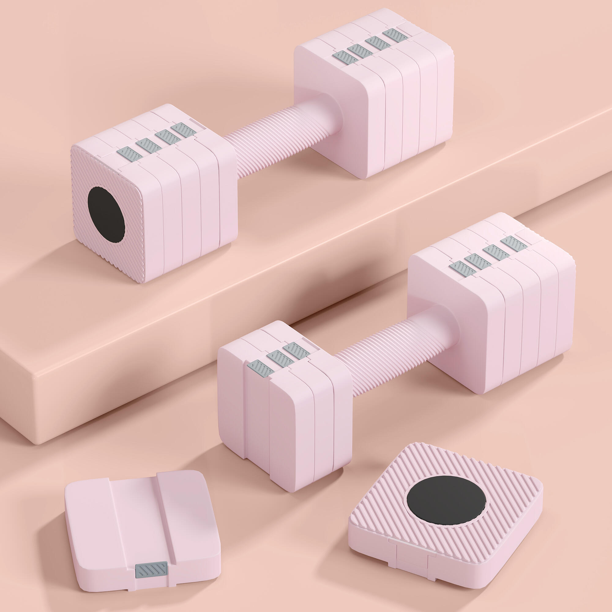 Mancuernas Ajustables SPORTNOW 32x9x9 cm Rosa 4/8