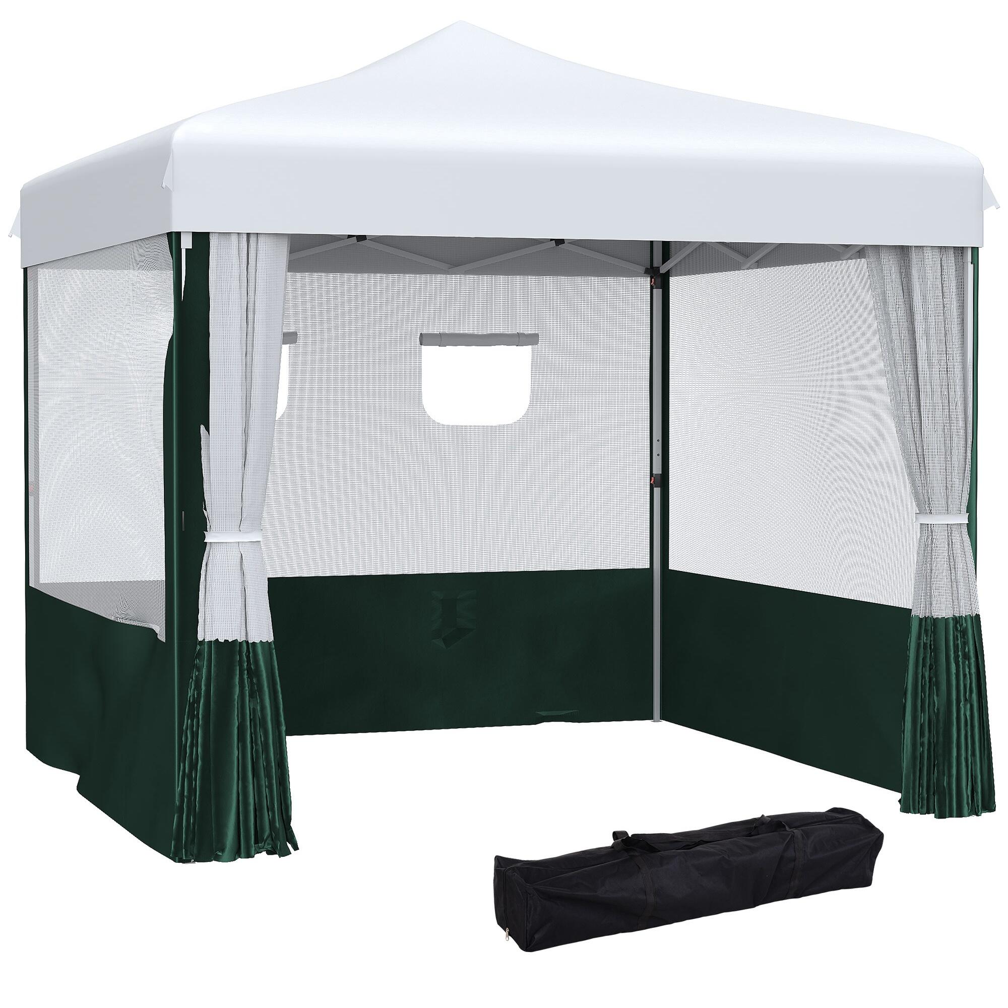OUTSUNNY Tenda dobrável 270x270x300 cm branco e verde Outsunny