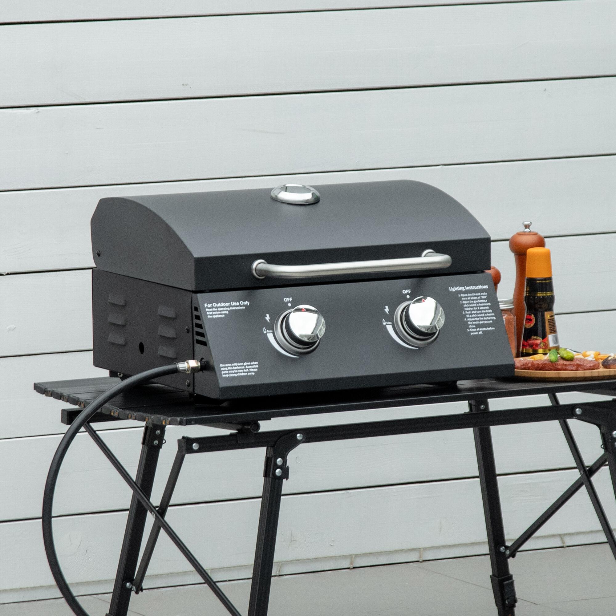 Barbacoa de Mesa a Gas Outsunny 55x46.5x41 cm Negro 2/5