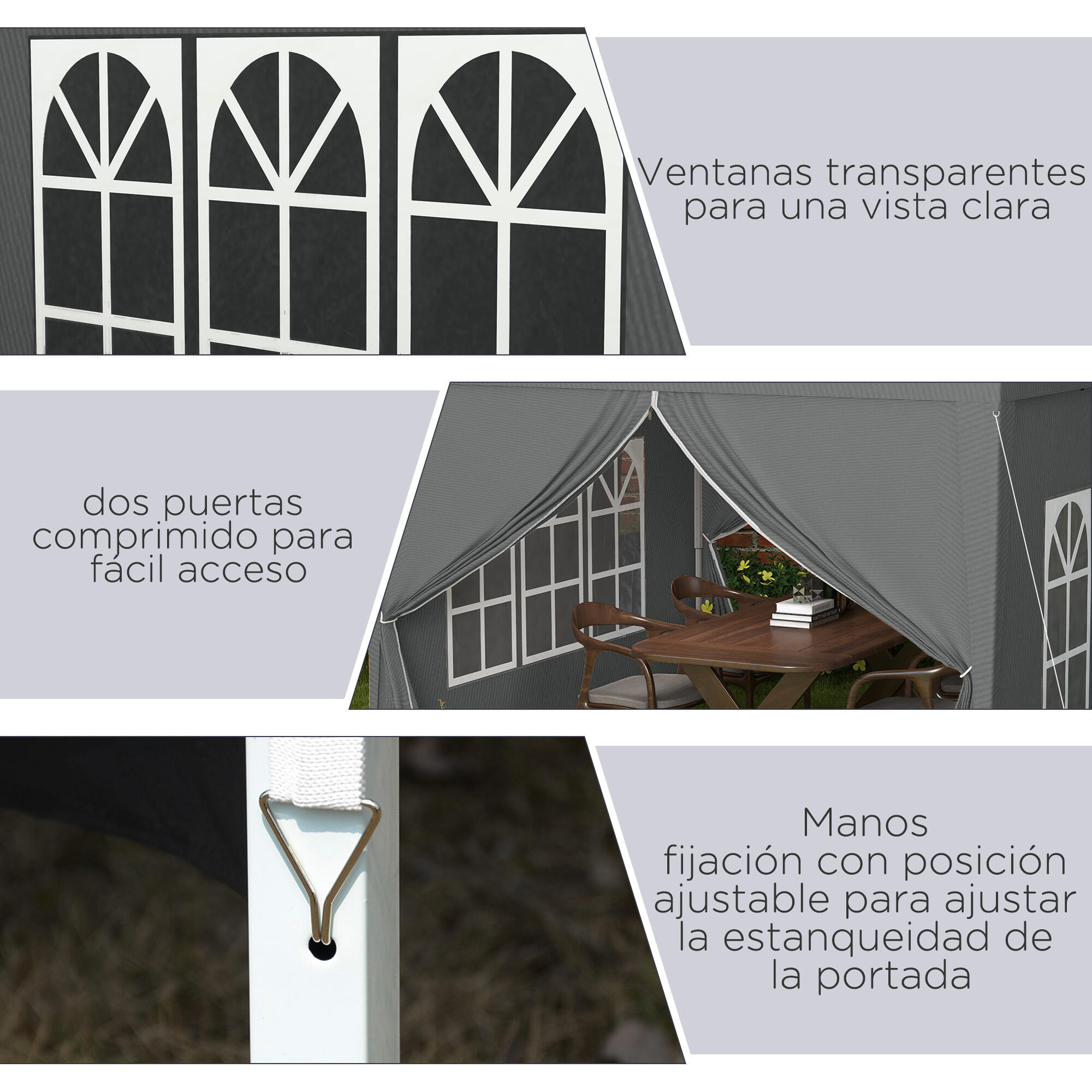 Tenda para exterior 295x295x195-258 cm cinzento Outsunny 7/7