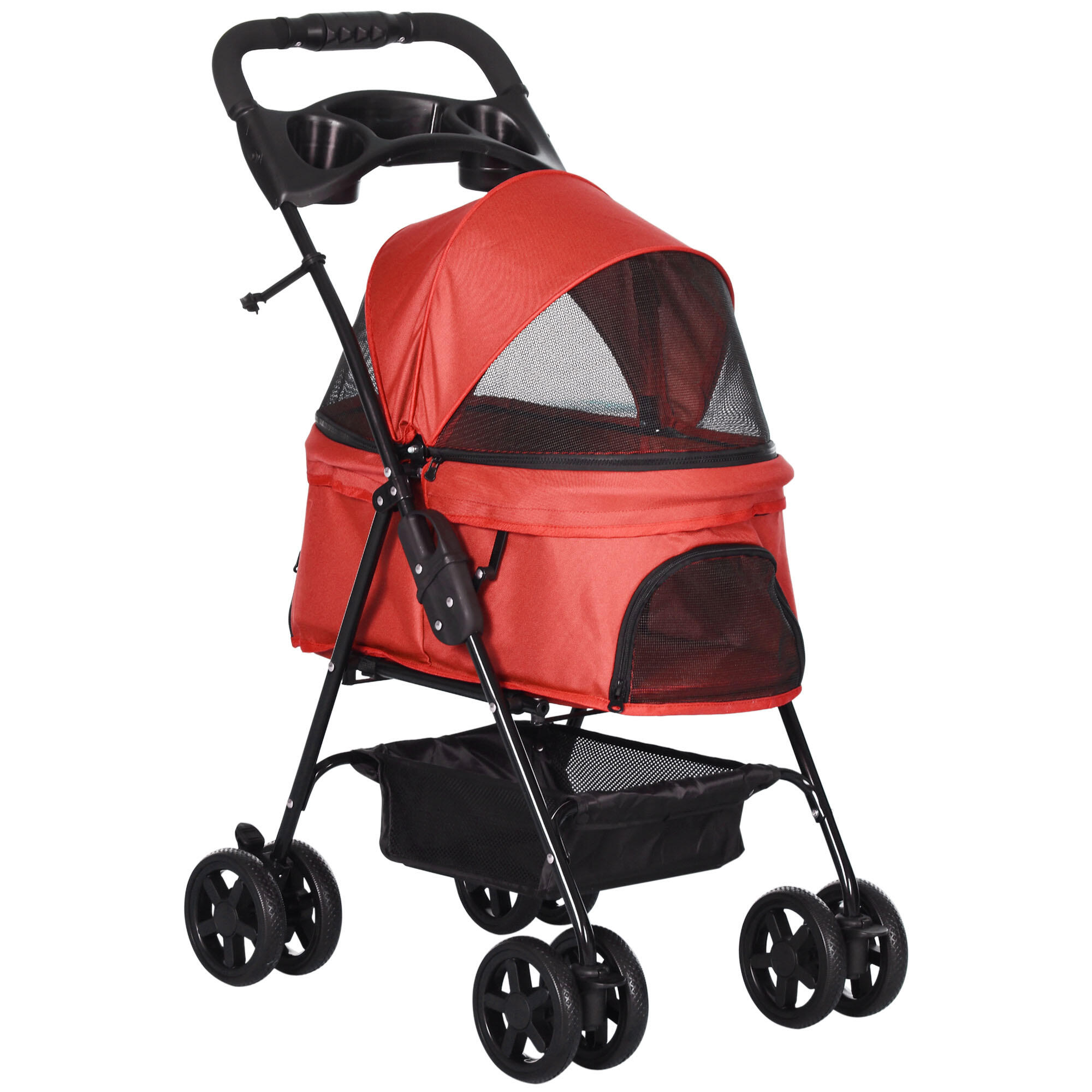 PAWHUT carrinho de animal de estimação PawHut 67x45x96 cm Vermelho