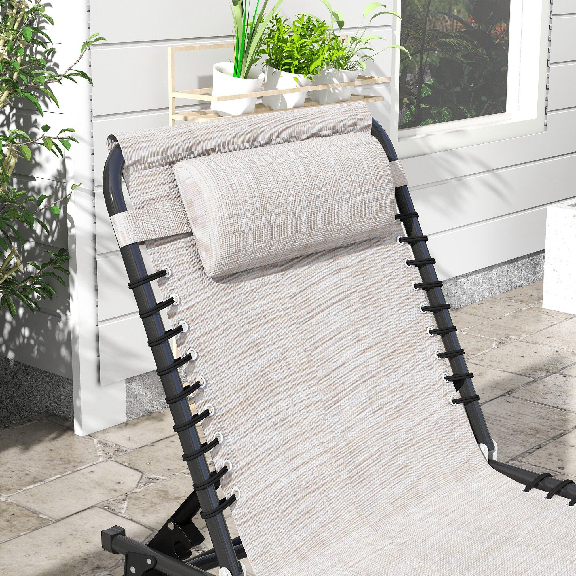 Tumbonas Plegables Outsunny 197x58x30 cm Crema 4/7