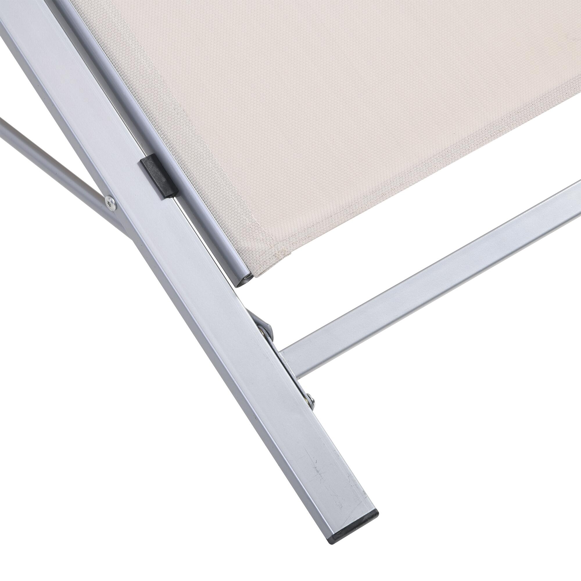Juego de 2 Tumbonas y Mesa de camping Outsunny 59x169x66 cm Beige 5/7