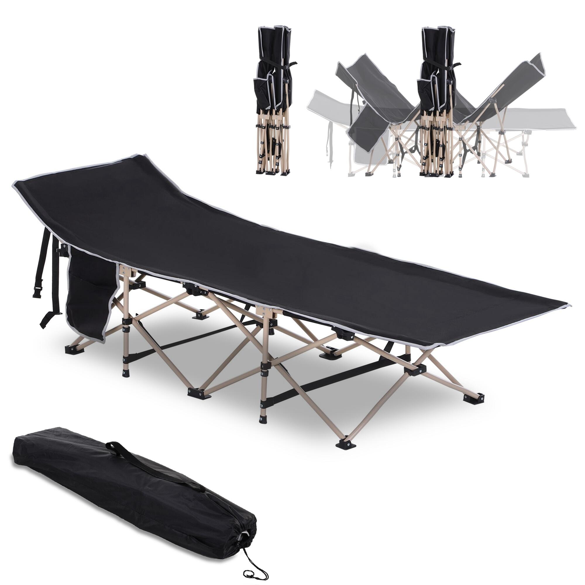 Lit de camp - Camping - Unisexe - Pliable, résistant aux intempéries - Noir 1/6