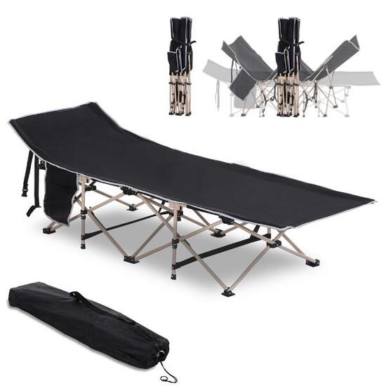 Lit de camp - Camping - Unisexe - Pliable, résistant aux intempéries - Noir