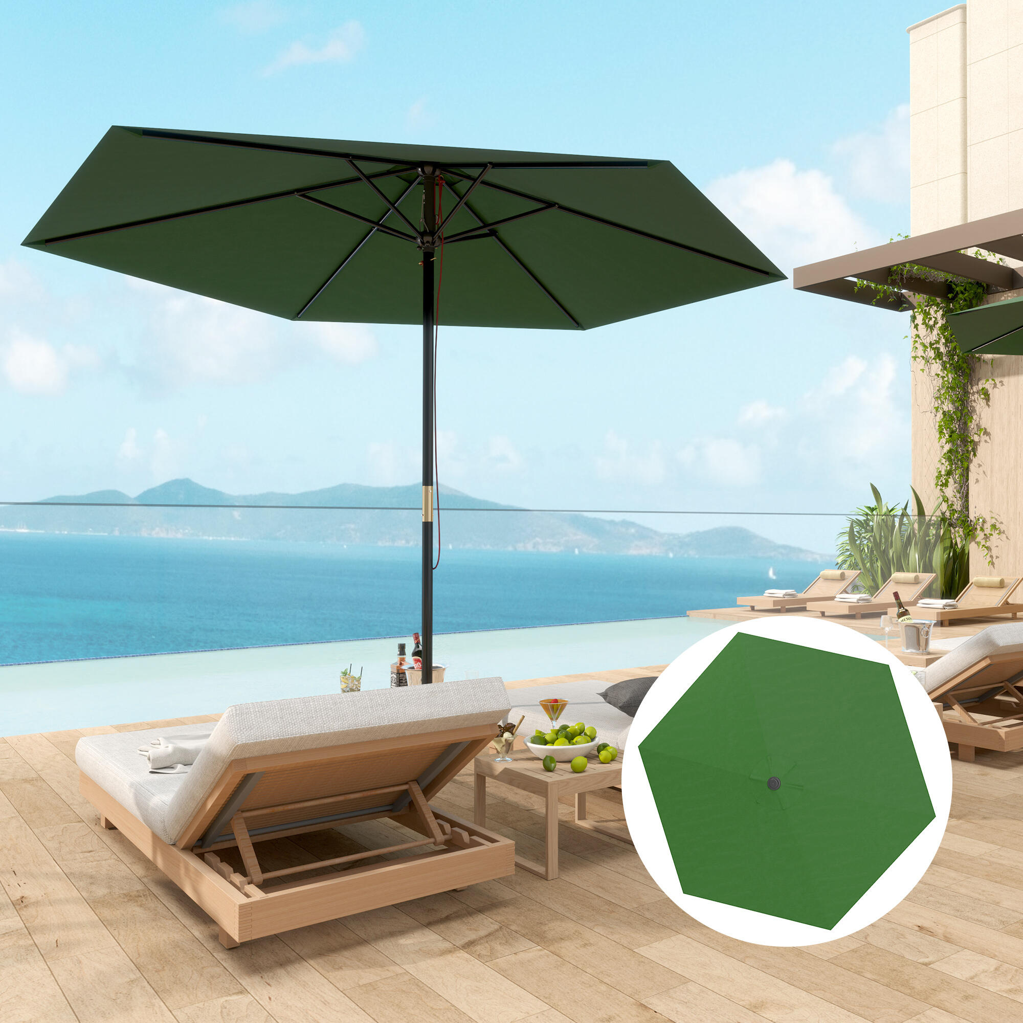 Toldo de substituição para chapéu de sol ø300 cm verde Outsunny 5/7