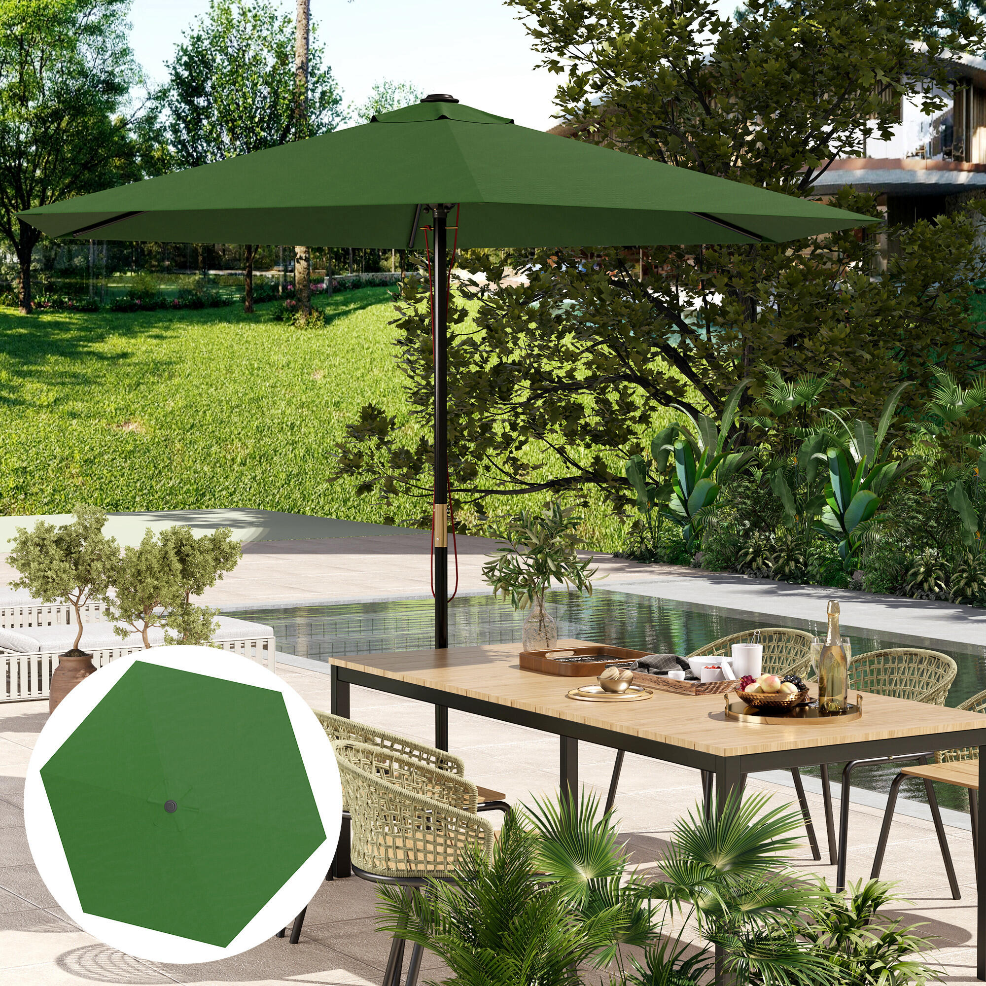 Toldo de substituição para chapéu de sol ø300 cm verde Outsunny 4/7