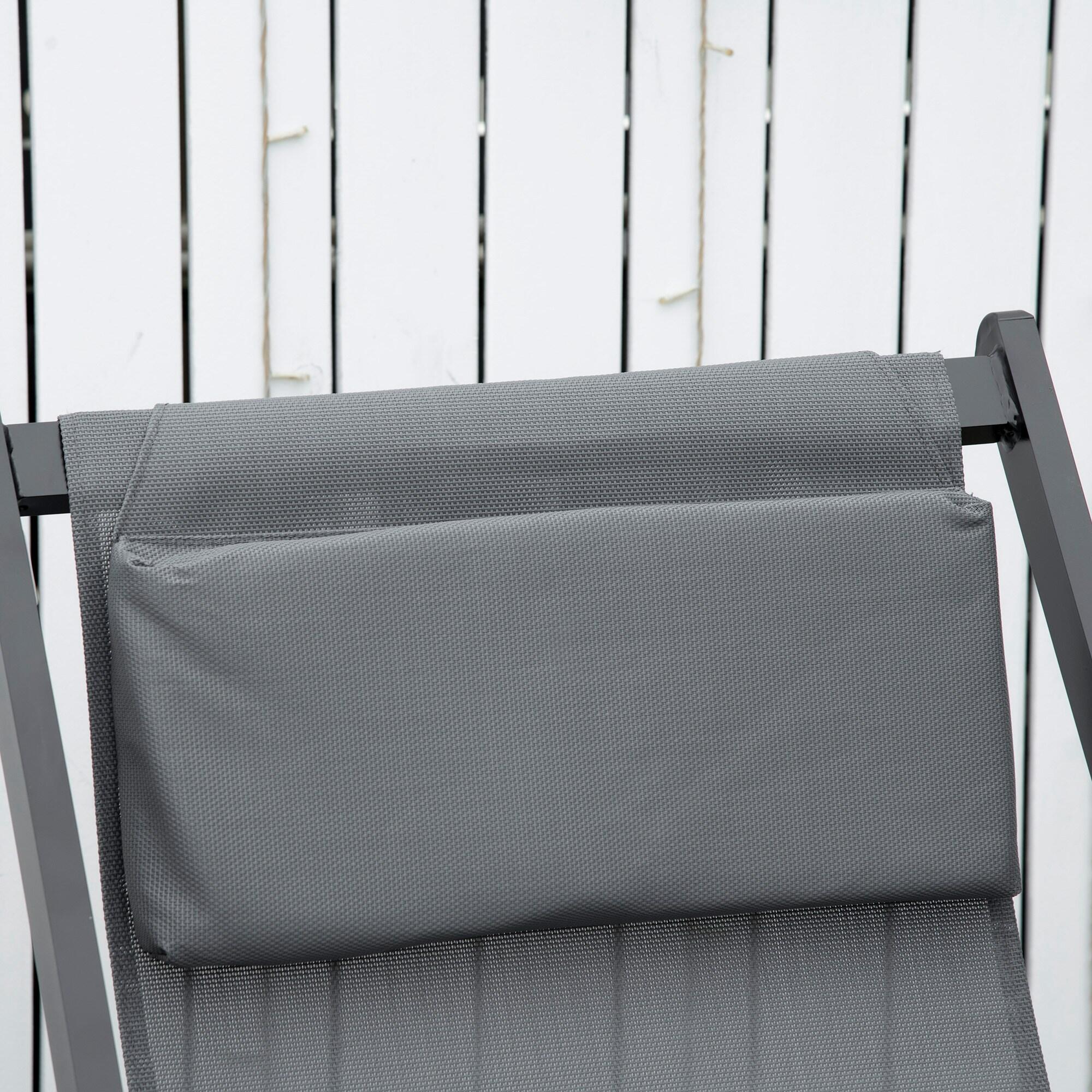 2 Tumbonas Plegables Outsunny 58x96.5x91.5 cm Gris Oscuro 4/7