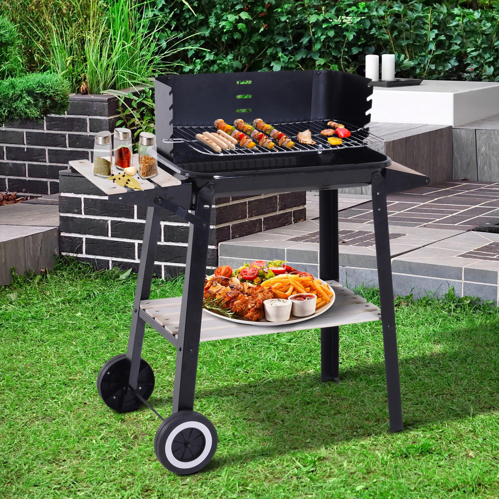 Barbacoa de Carbón Outsunny 83x37x87 cm Negro 2/7