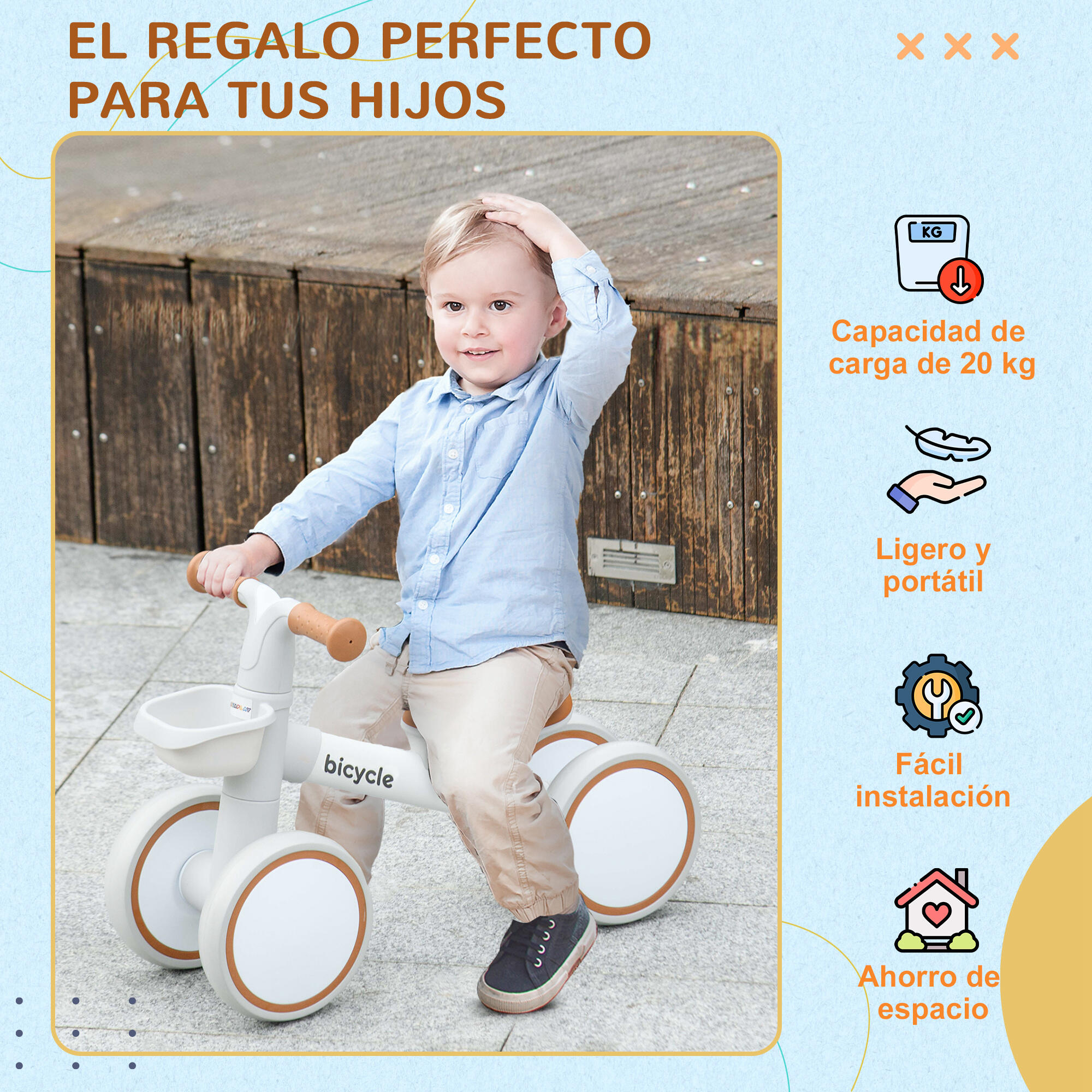 Bicicleta sem pedais 56x27x39 cm marrom AIYAPLAY 6/7