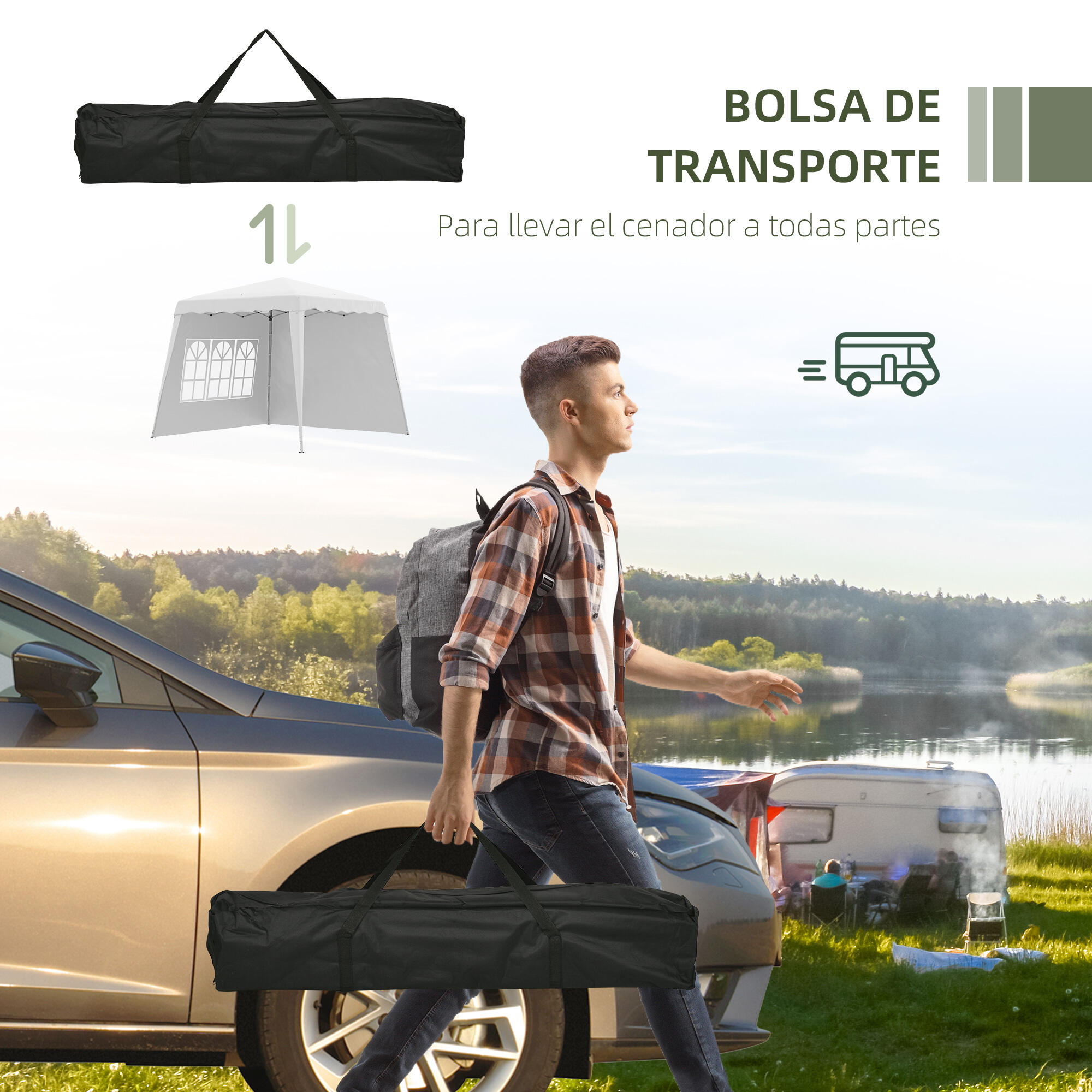 Tenda dobrável 240x240x250 cm branco Outsunny 6/7