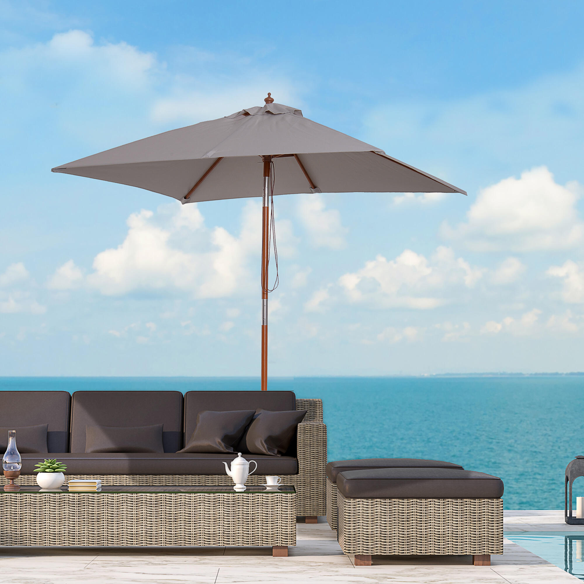 Sombrilla de camping Outsunny 200x150x235 cm Gris 2/7