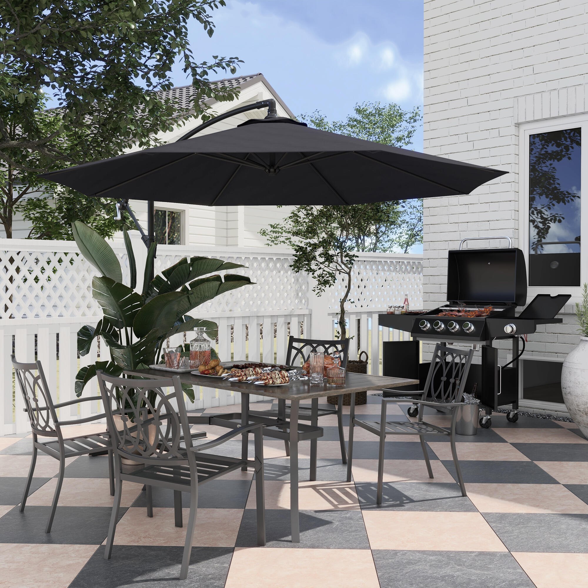 Sombrilla de camping Outsunny 300x300x250 cm Negro 6/7