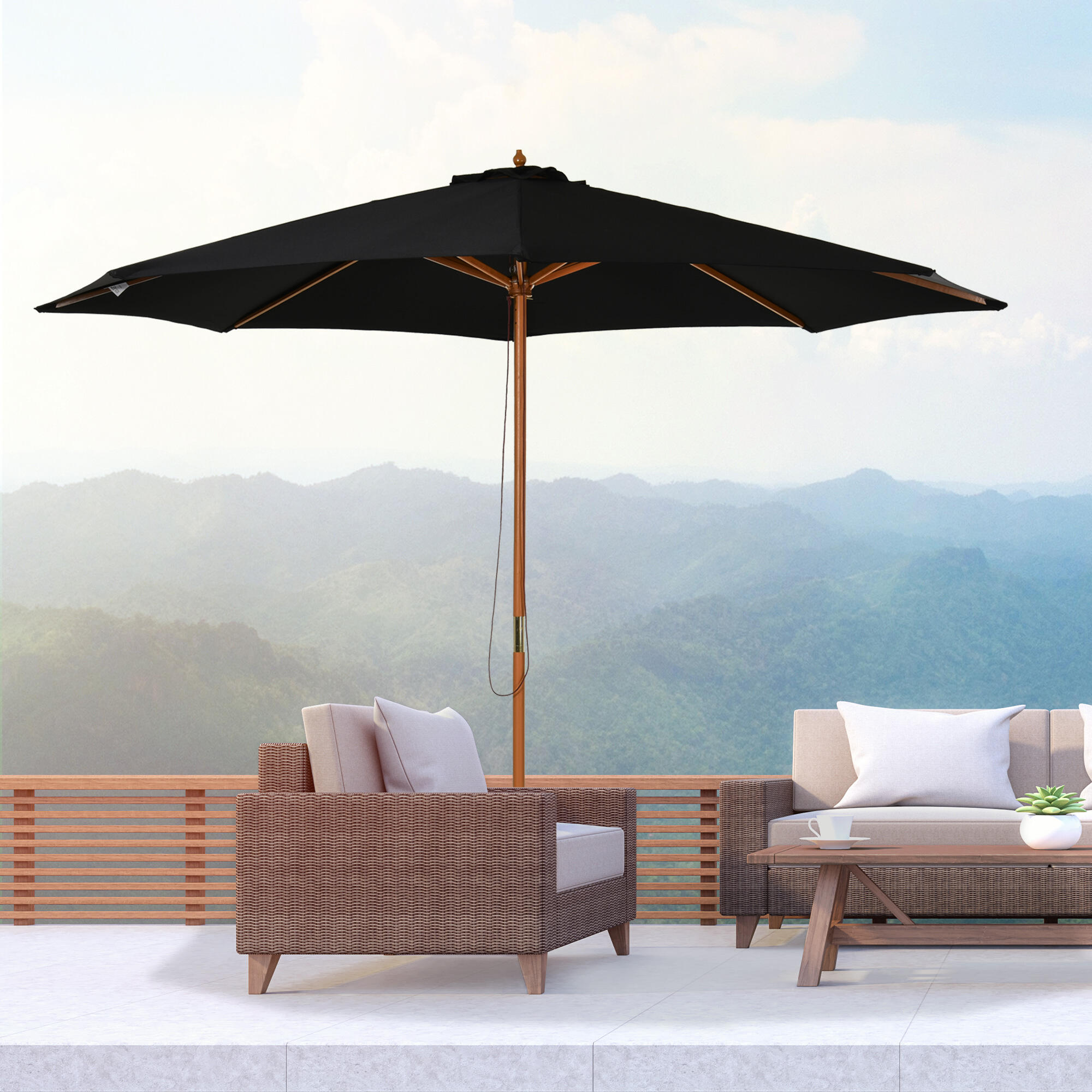 Sombrilla de camping Outsunny 300x300x250 cm Negro 2/7