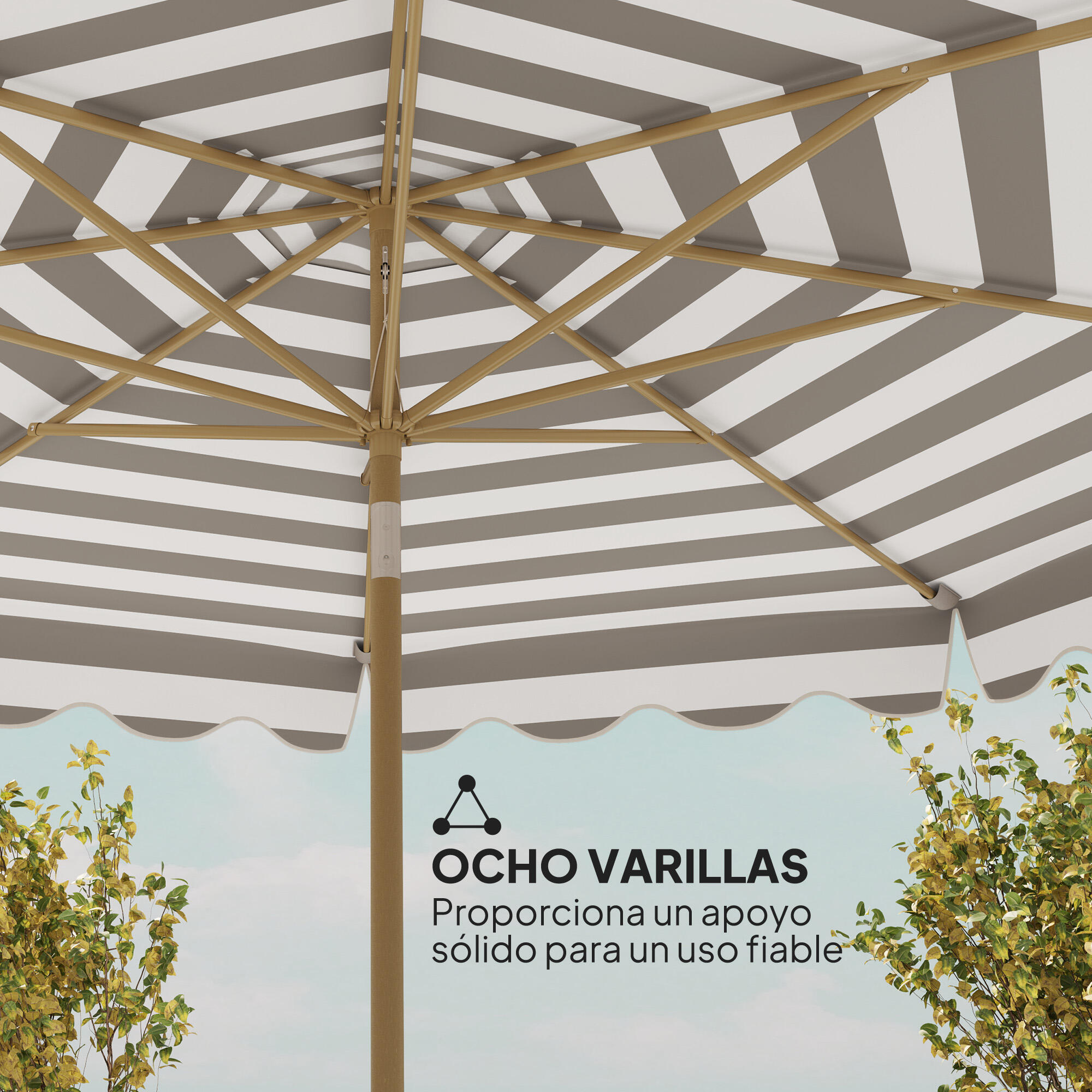 Sombrilla Outsunny 268x268x237 cm Gris y Blanco 6/7