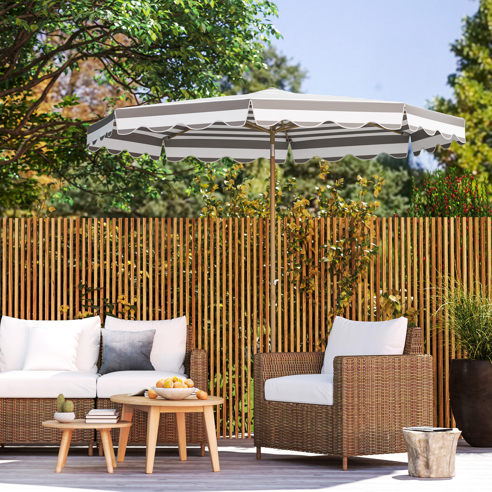 Sombrilla Outsunny 268x268x237 cm Gris y Blanco 5/7
