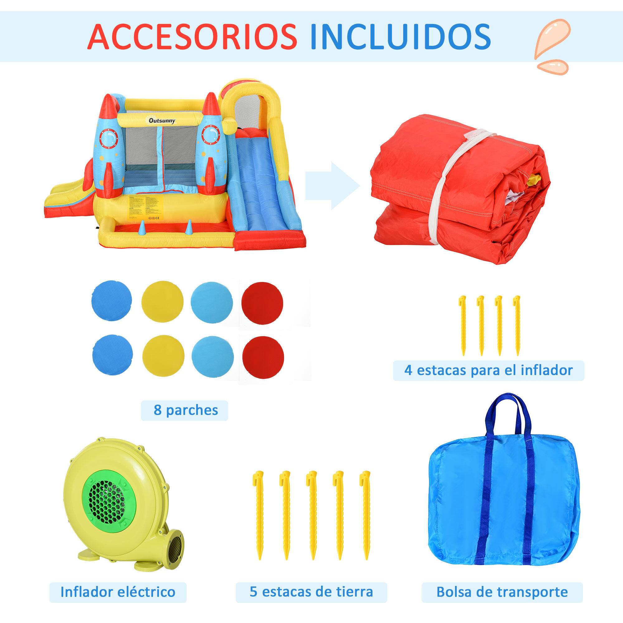 Castillo Hinchable Outsunny 330x265x185 cm Multicolor 6/7