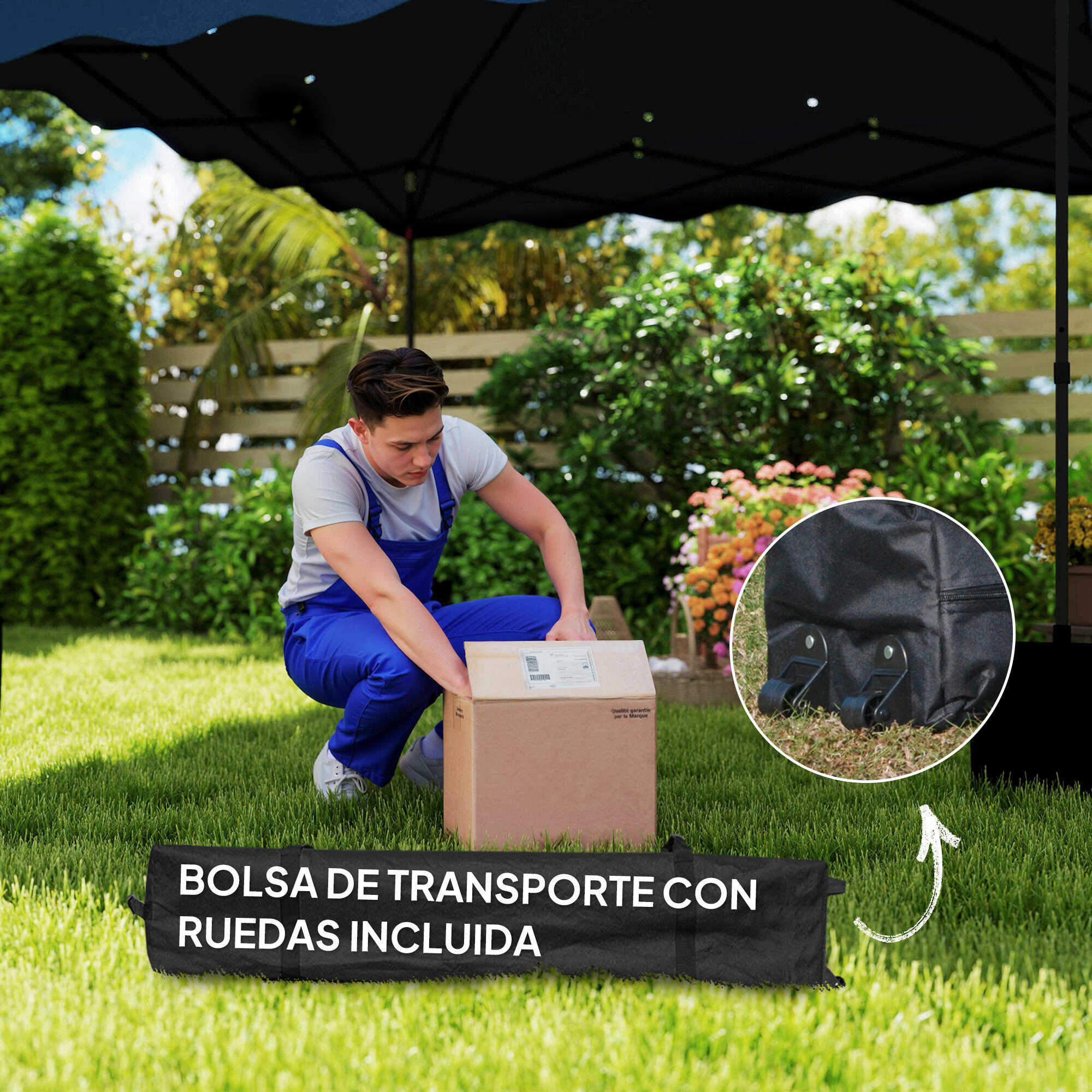 Tenda dobrável 297x297x287 cm azul Outsunny 7/7