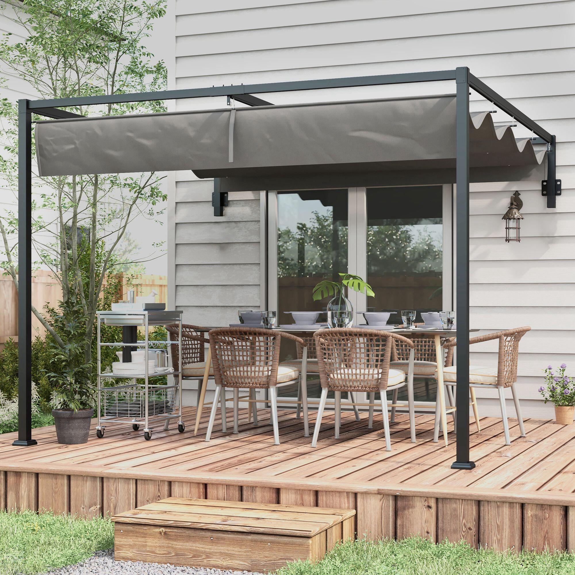 Pérgola de Parede 297x211x220 cm Cinzento Outsunny 4/7