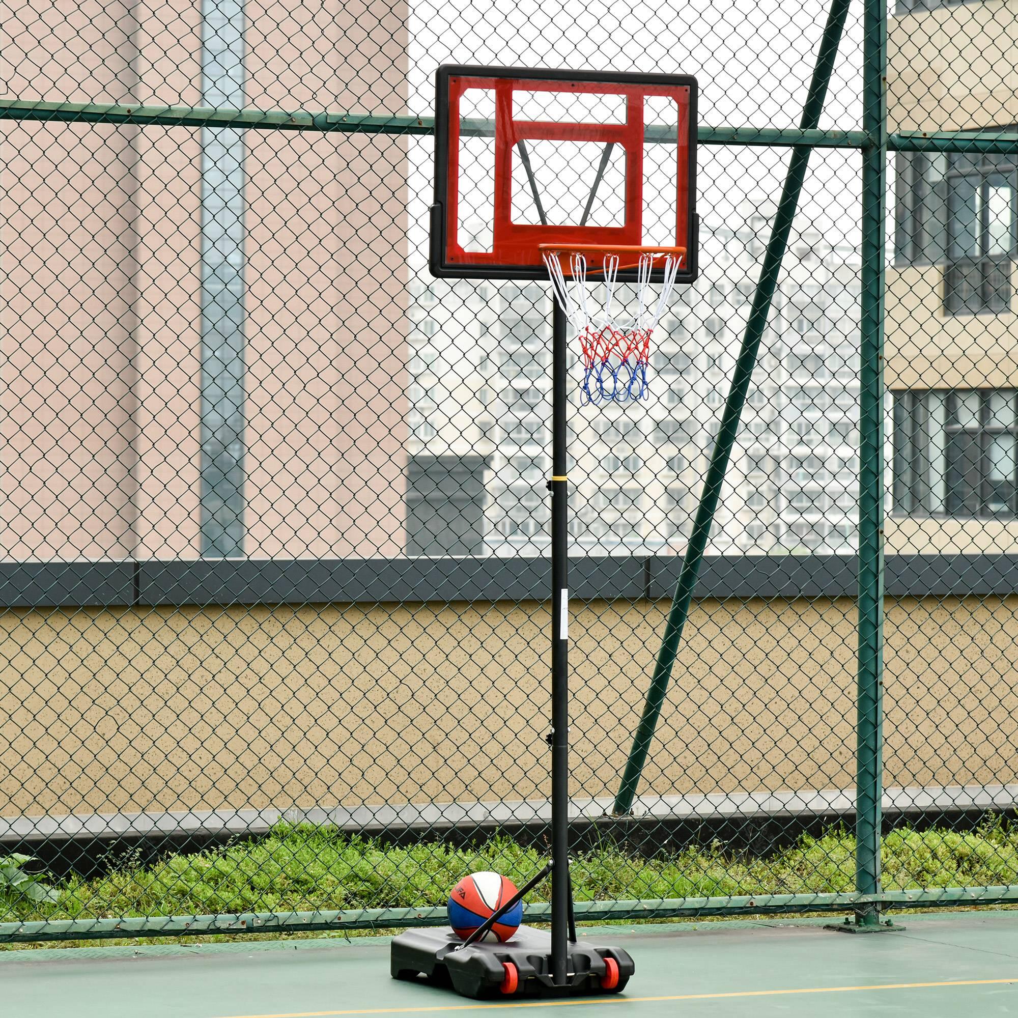 Tabela de Basquetebol Ajustável de 160-210cm Vermelho e Preto 2/7