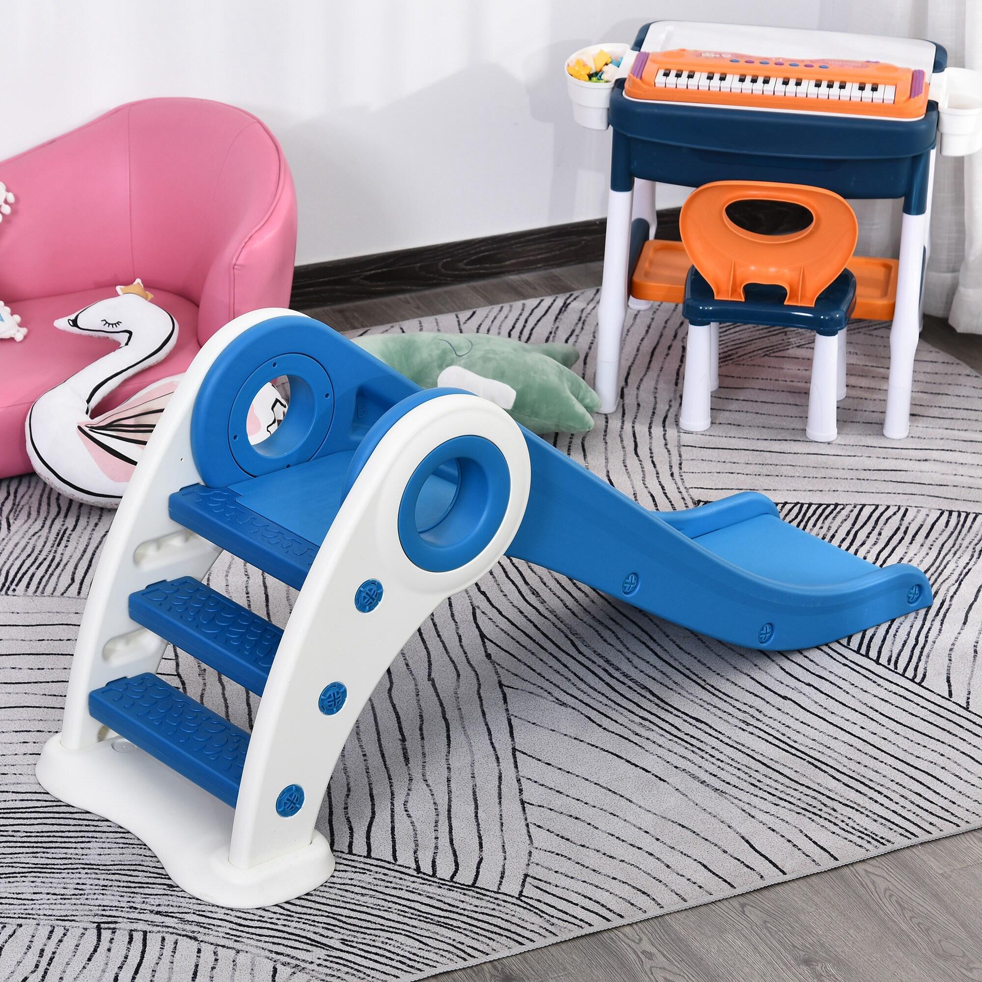 Escorrega Infantil Dobrável com Escada e Rampa  Azul 2/7