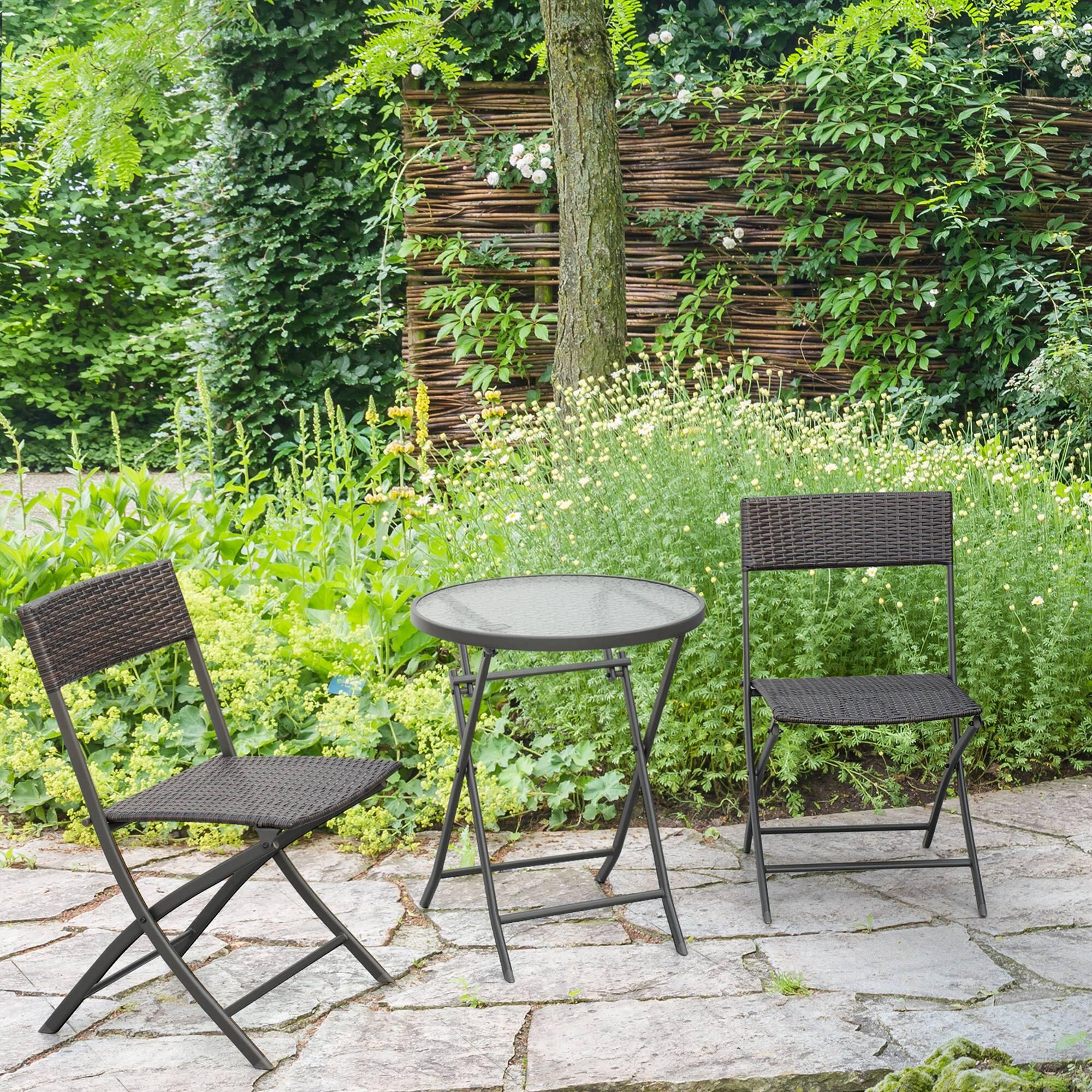 Conjunto de Móveis de Exterior Ф60x72cm / 61x46x84 cm Marrom Outsunny 2/7