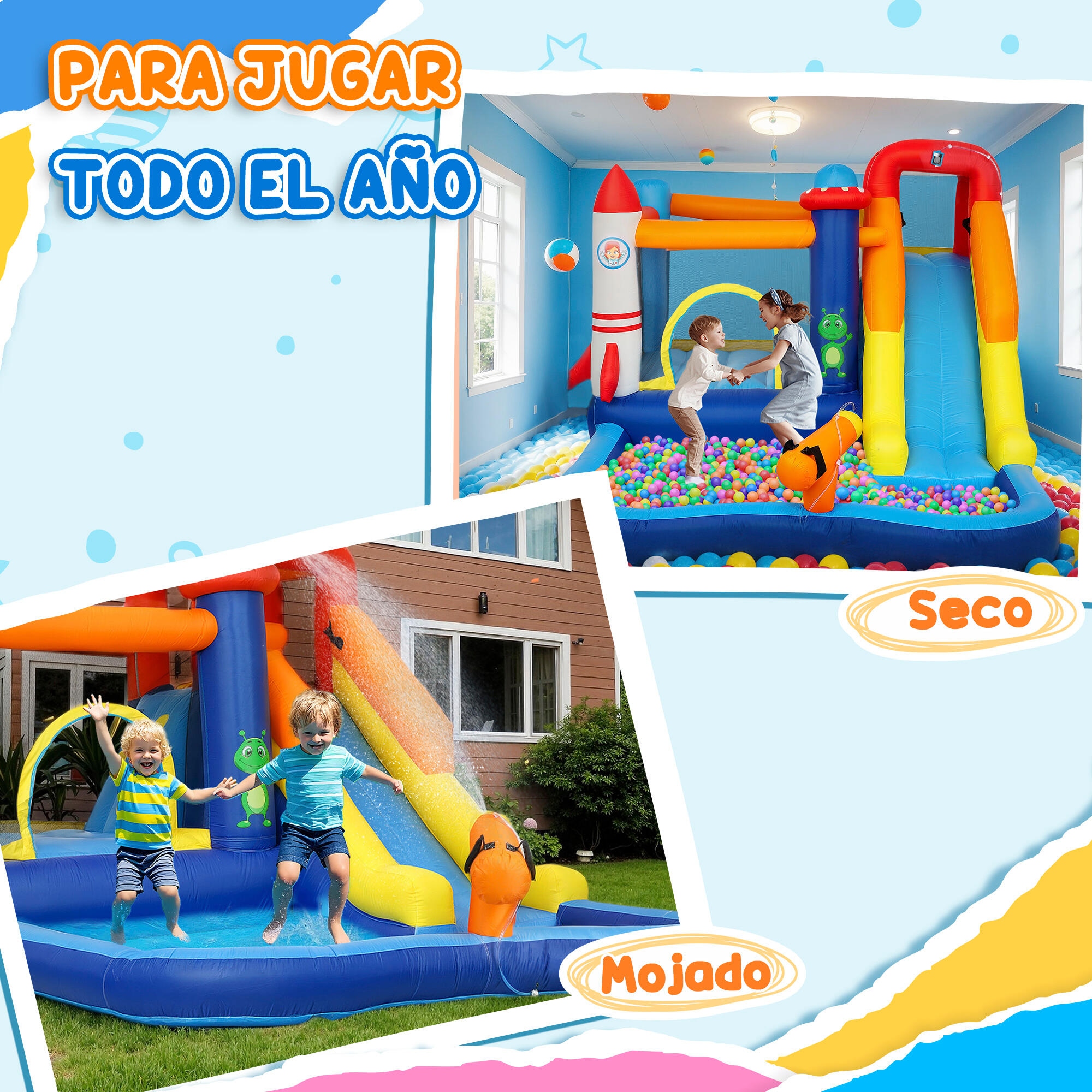 Castelo insuflável 360x250x195 cm multicor AIYAPLAY 6/7