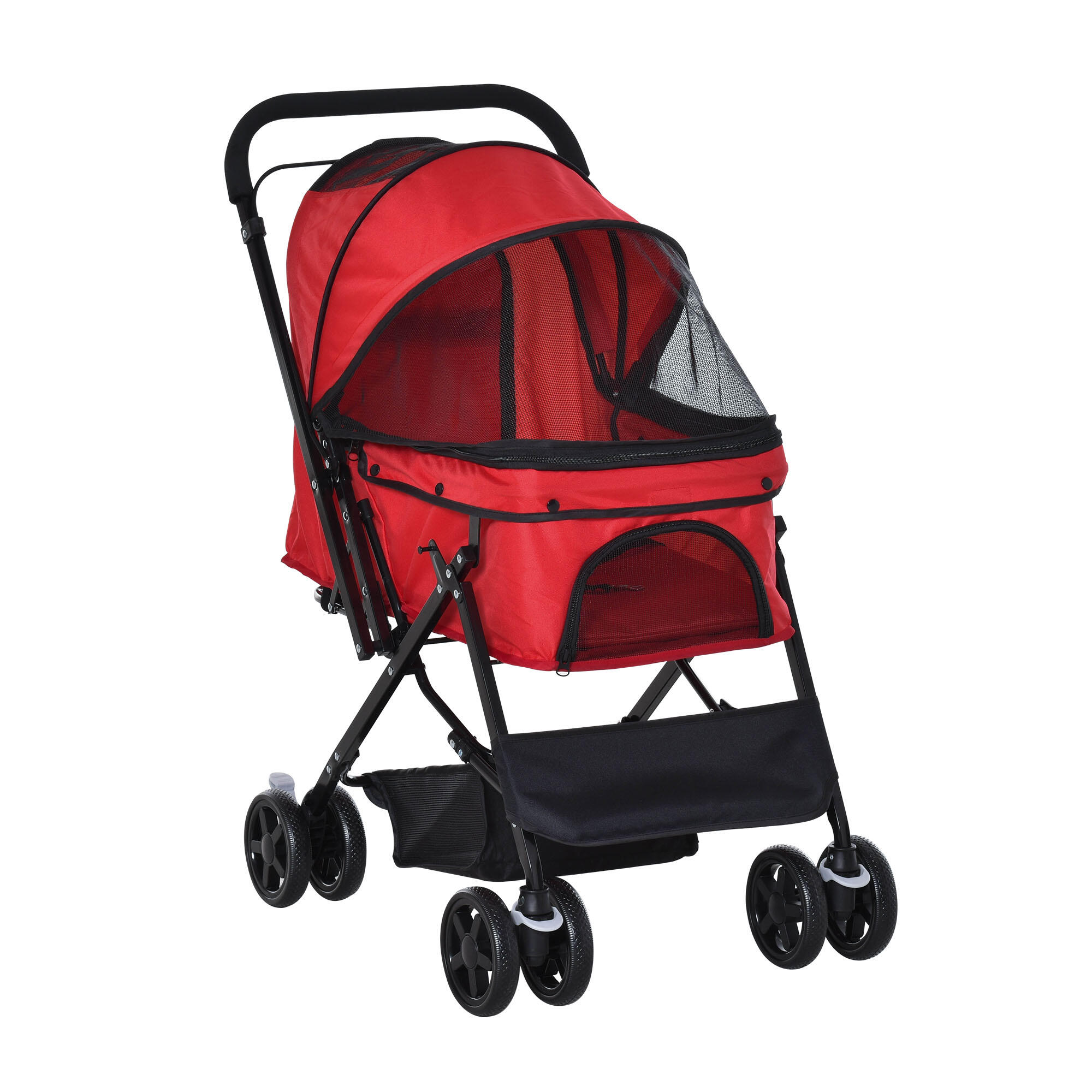 PAWHUT Carrinho para Cães e Gatos PawHut 76.5x52x95 cm Vermelho