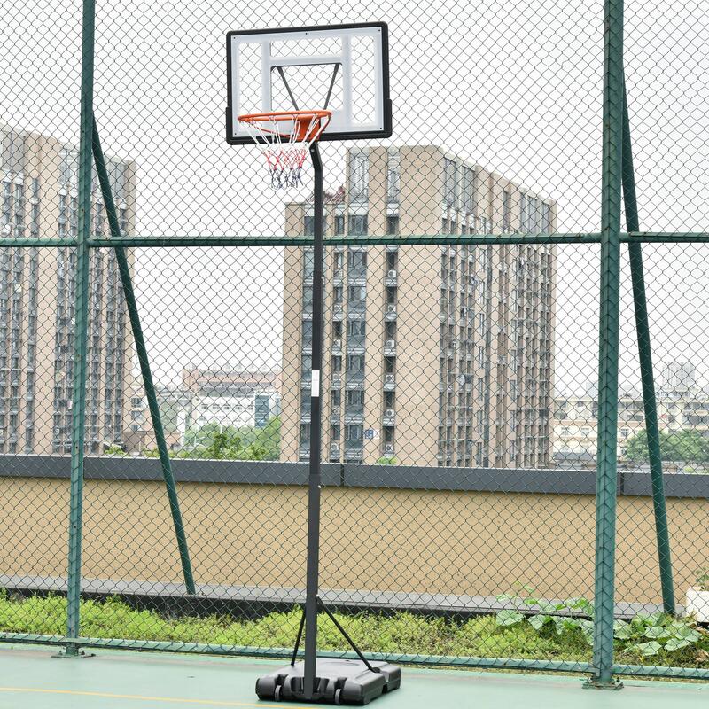 Tabela de Basquetebol Portátil Altura Ajustável 86x153x250-350 cm Preto