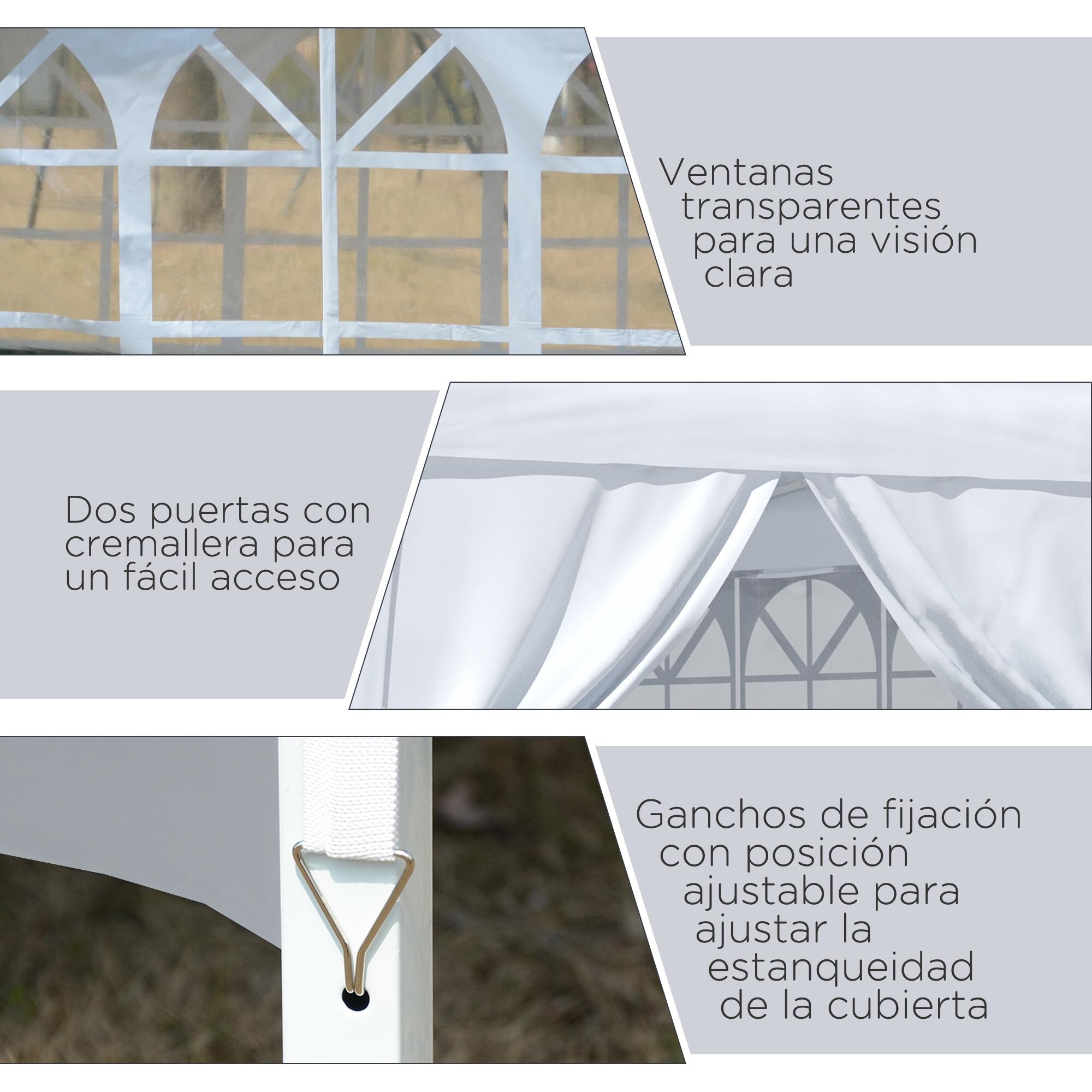 Tenda de exterior Outsunny 295x295x196-258 cm branco 4/7