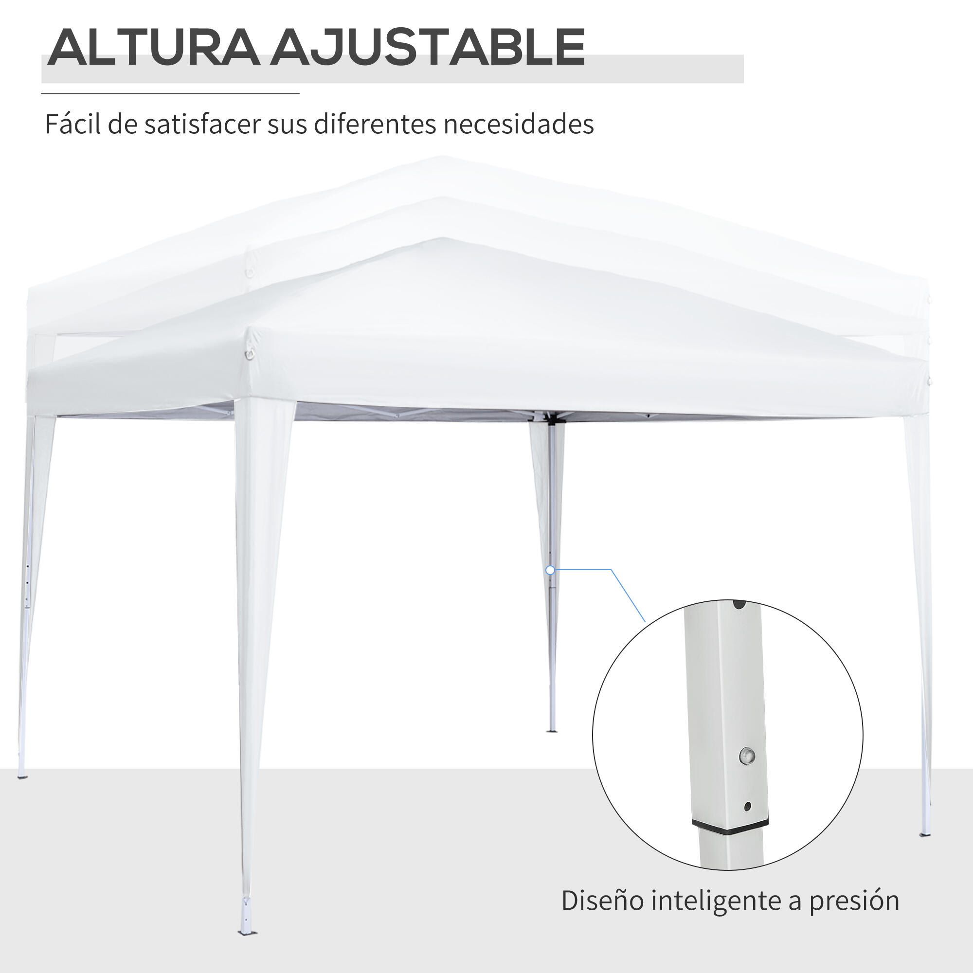 Tenda de exterior Outsunny 295x295x196-258 cm branco 5/7